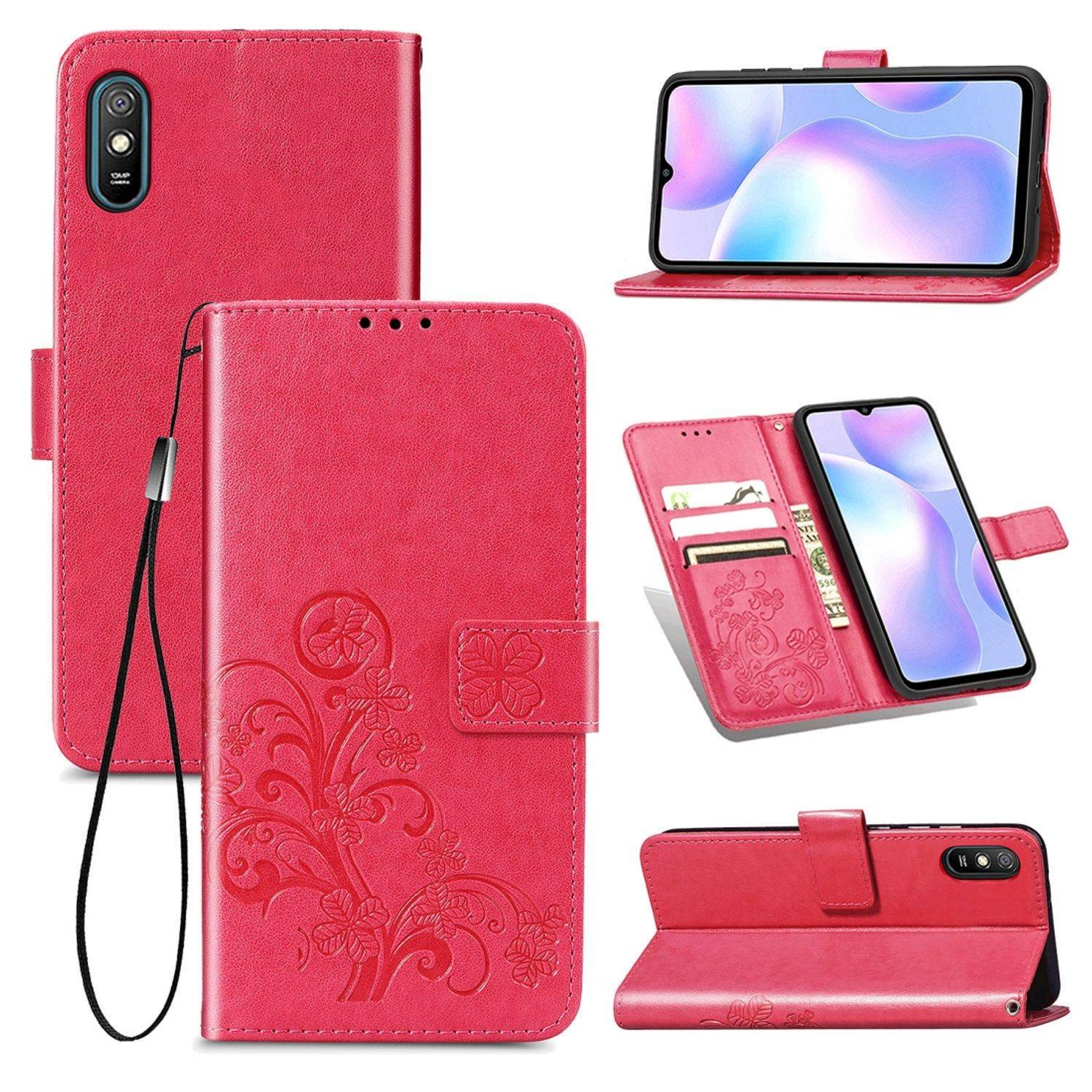Hülle kompatibel mit Xiaomi Redmi 9A Kunstleder Handyhülle - Handy Case Rosa