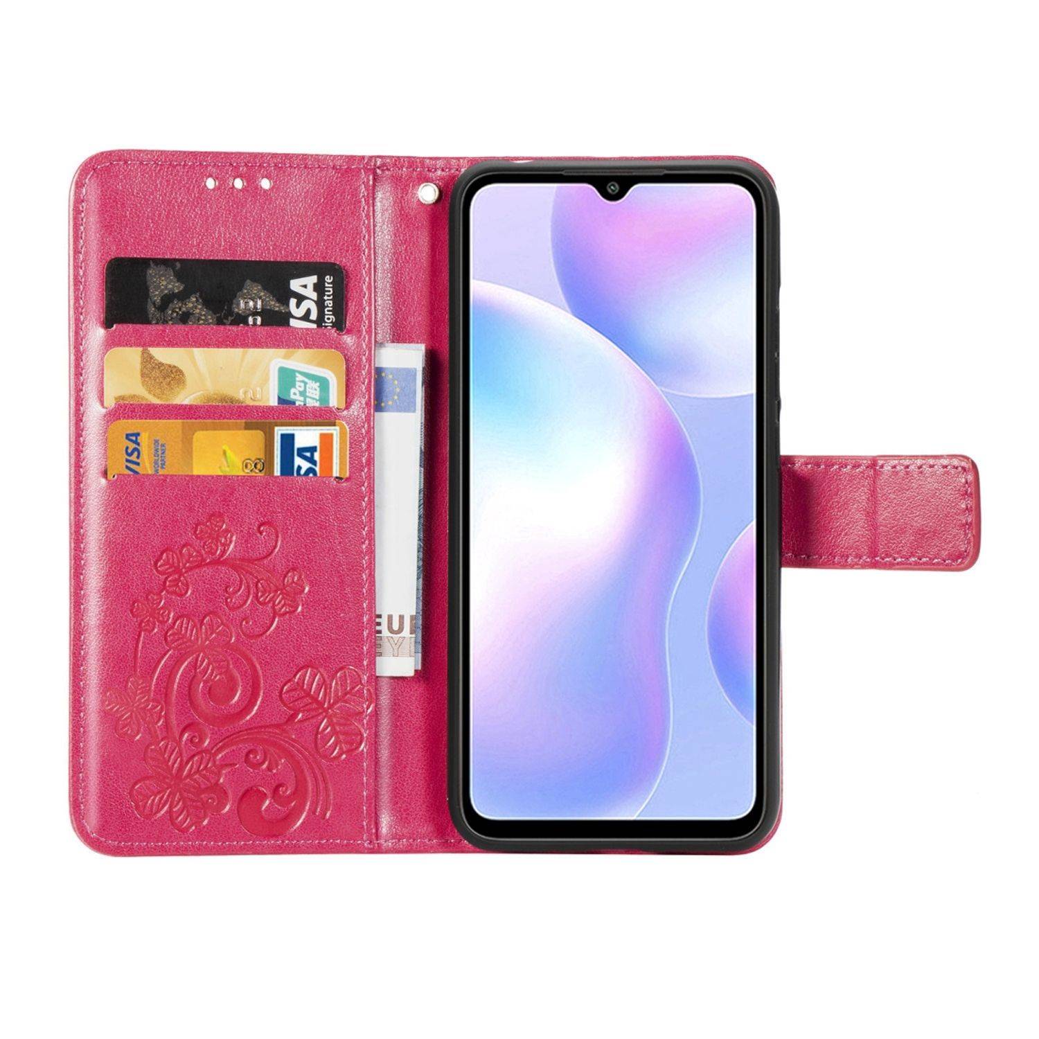 Hülle kompatibel mit Xiaomi Redmi 9A Kunstleder Handyhülle - Handy Case Rosa