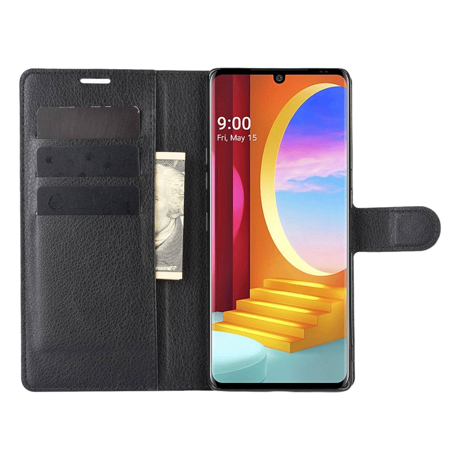 Hülle kompatibel mit LG Velvet Kunstleder Handyhülle - Handy Case Schwarz