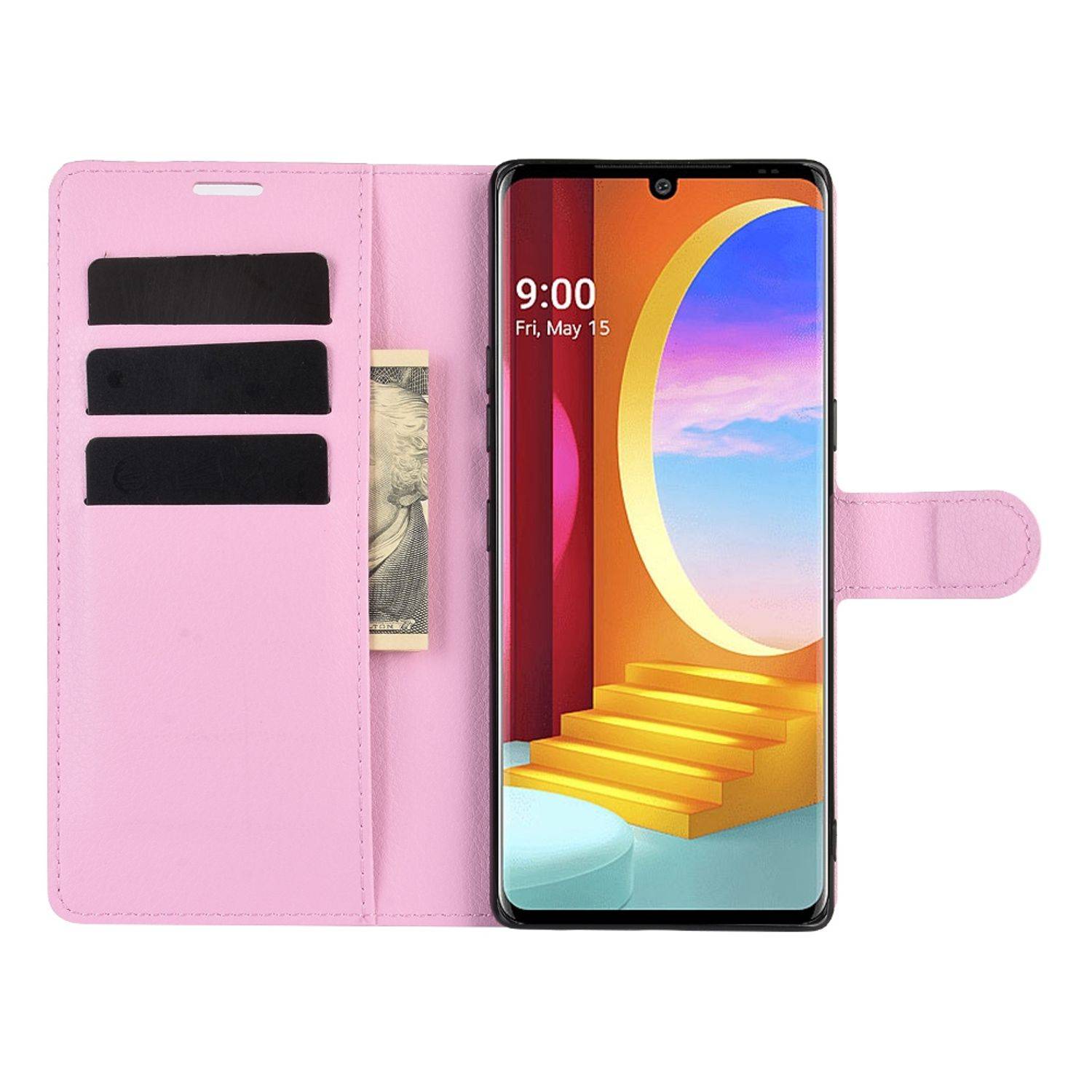 Hülle kompatibel mit LG Velvet Kunstleder Handyhülle - Handy Case Rosa