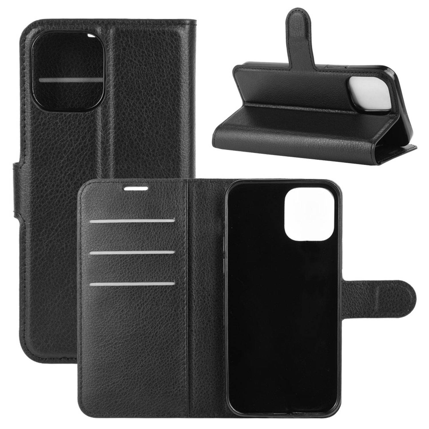 Hülle kompatibel mit Apple iPhone 12 Mini Kunstleder Handyhülle - Handy Case Schwarz