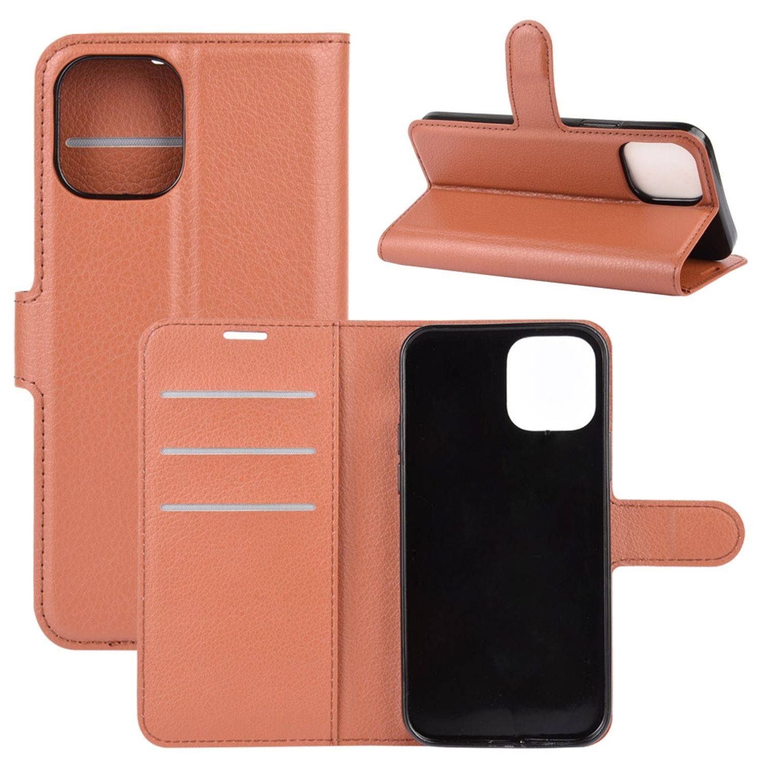 Apple iPhone 12 Mini Handyhülle Bookcover Braun