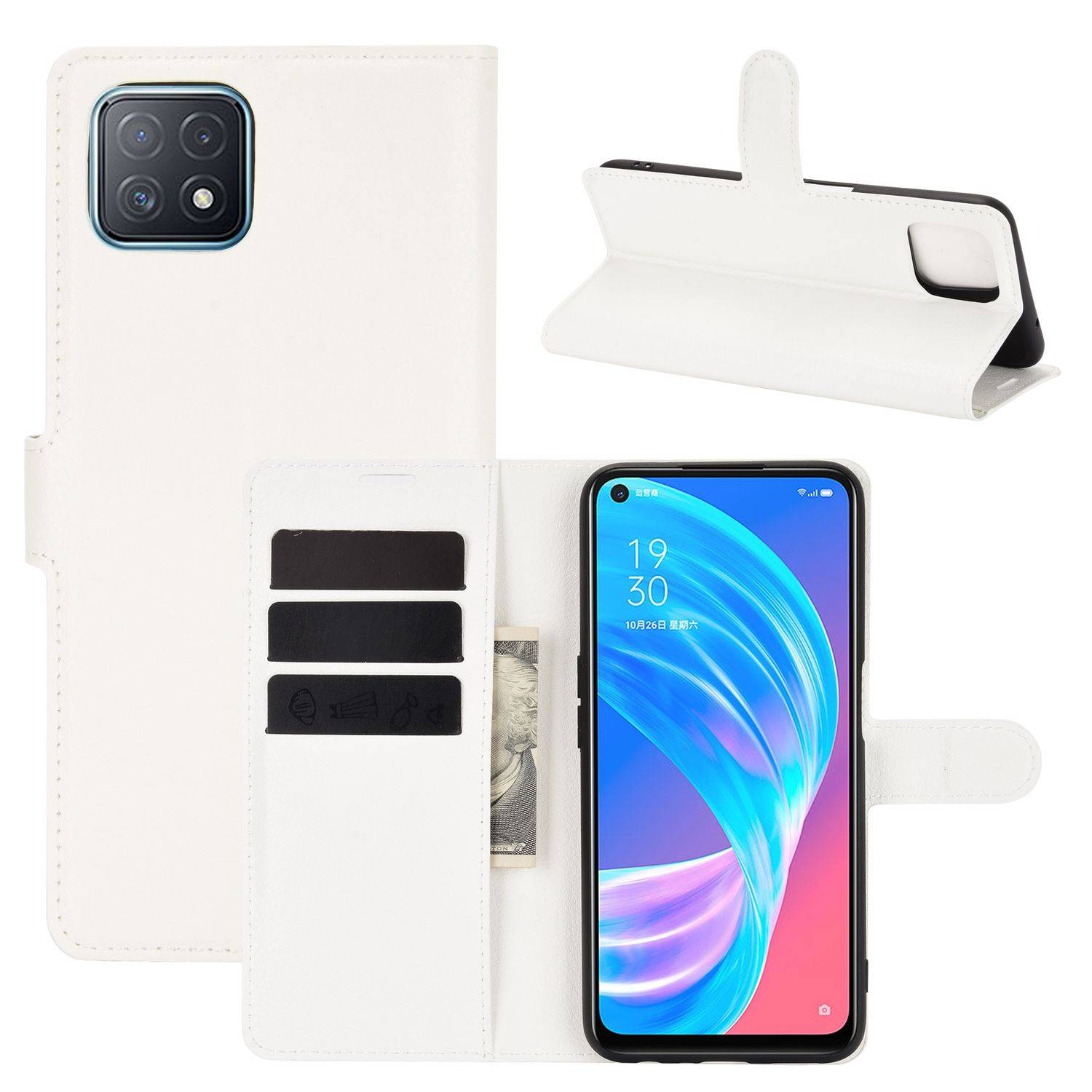 Oppo A72 / A73 Handyhülle Bookcover Weiß