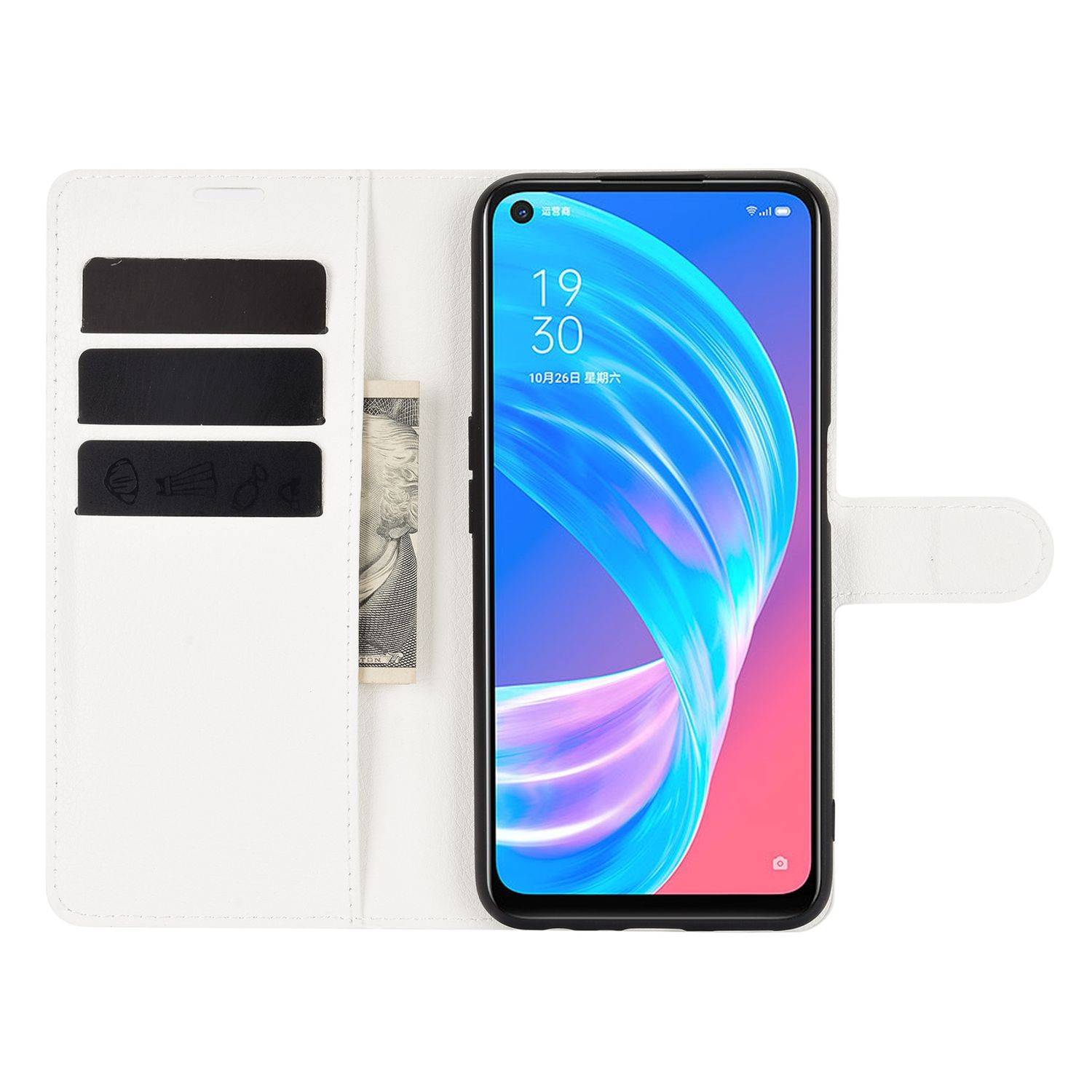Oppo A72 / A73 Handyhülle Bookcover Weiß