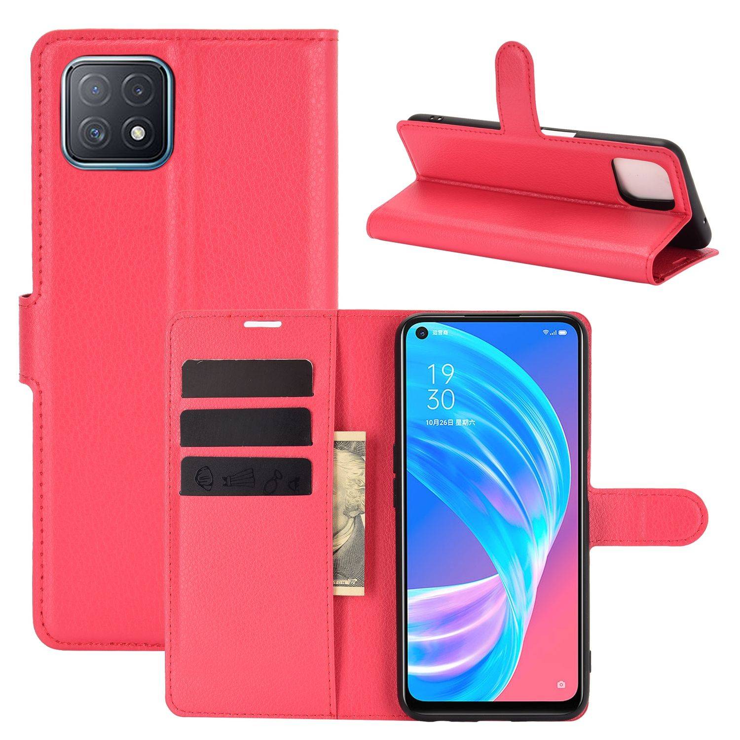 Oppo A72 / A73 Handyhülle Bookcover Rot