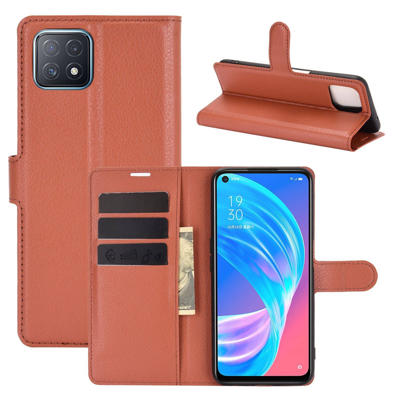 Oppo A72 / A73 Handyhülle Bookcover Braun