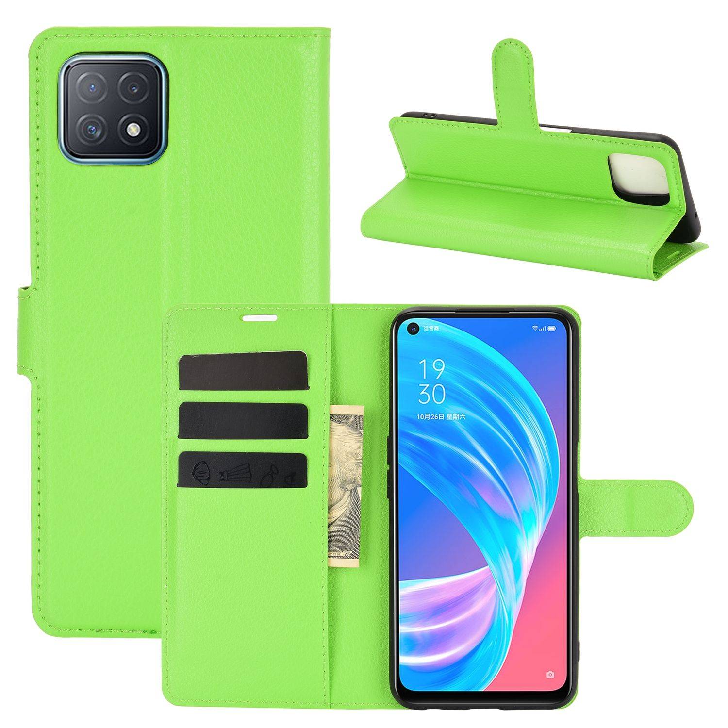 Oppo A72 / A73 Handyhülle Bookcover Grün