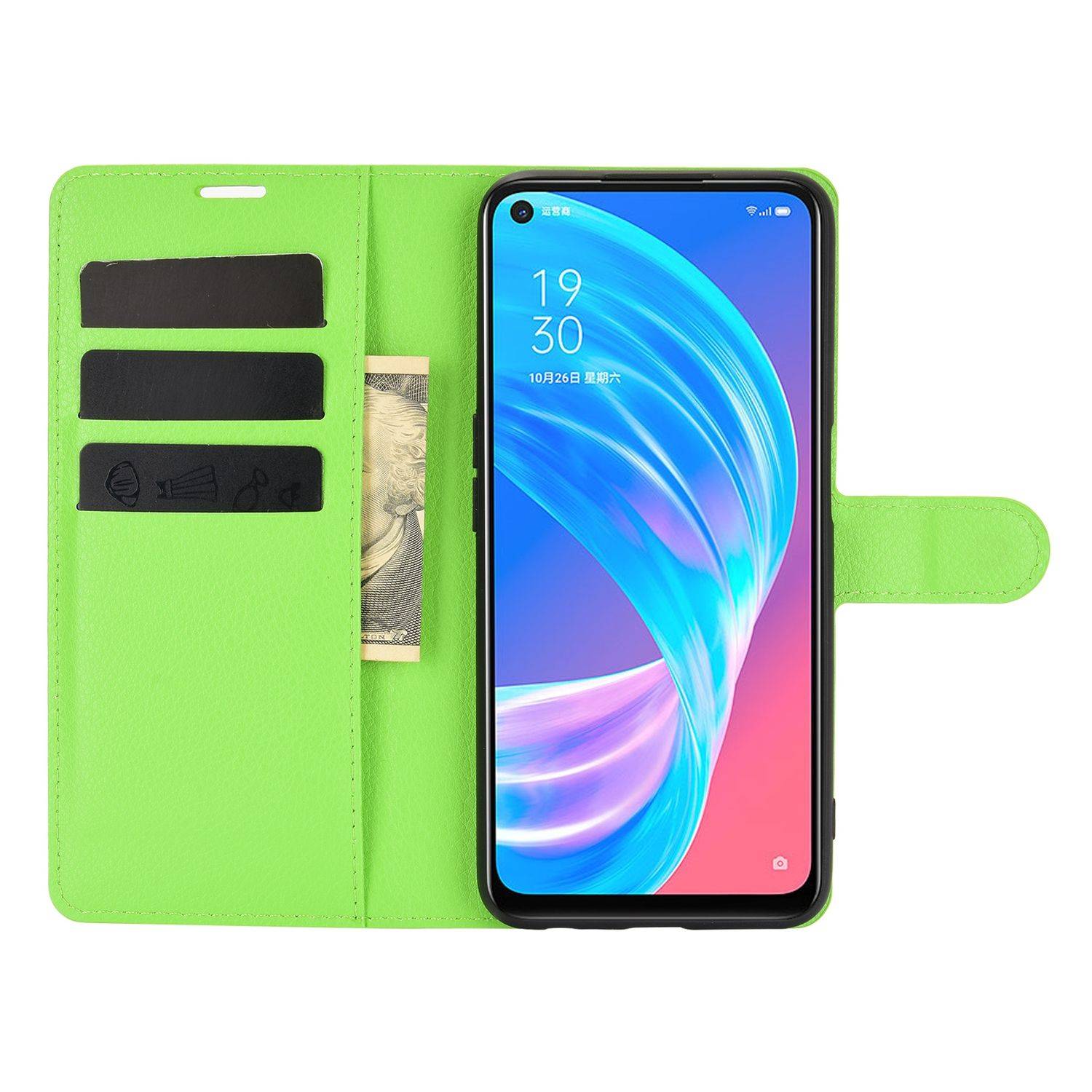 Oppo A72 / A73 Handyhülle Bookcover Grün