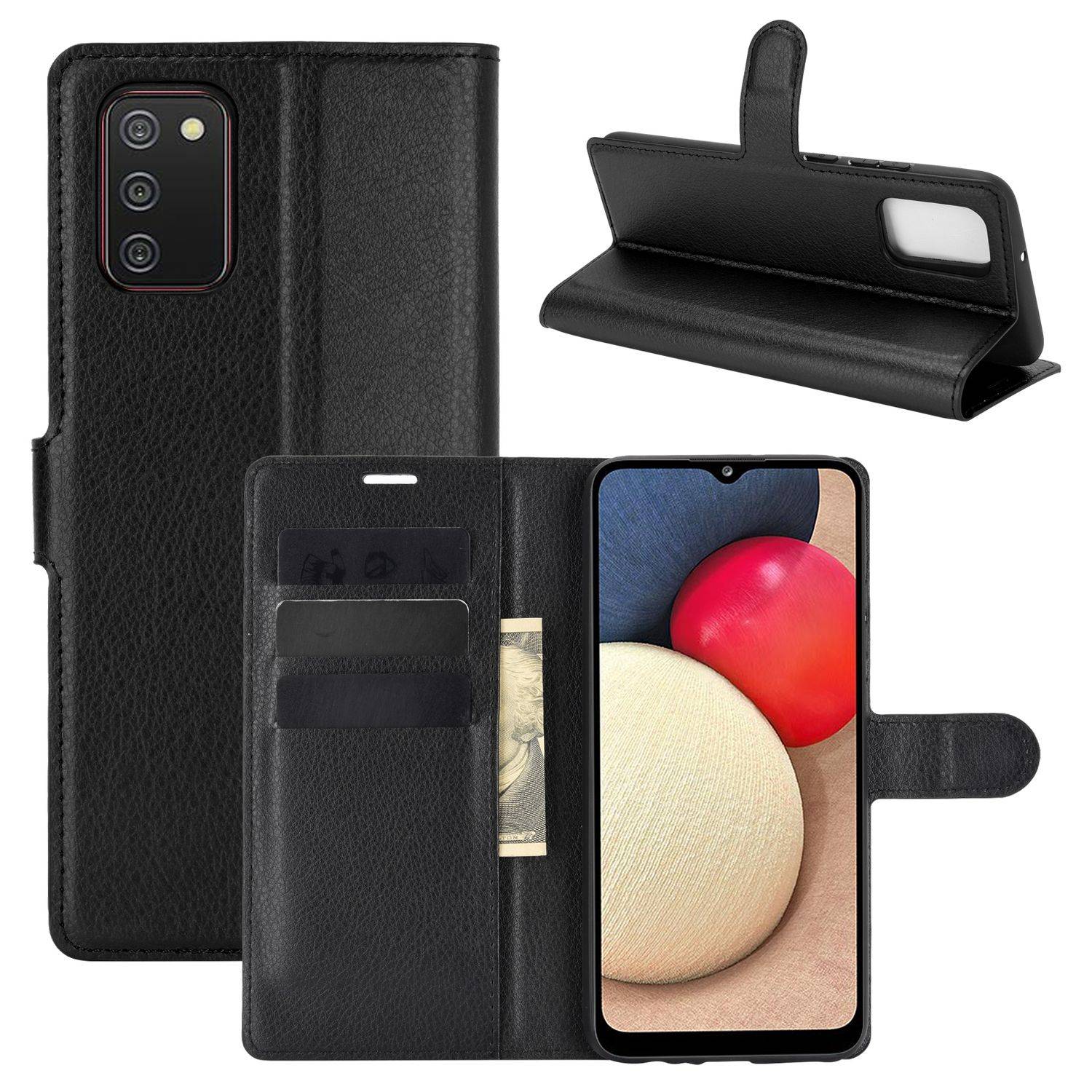 Samsung Galaxy A02s Handyhülle Bookcover Schwarz