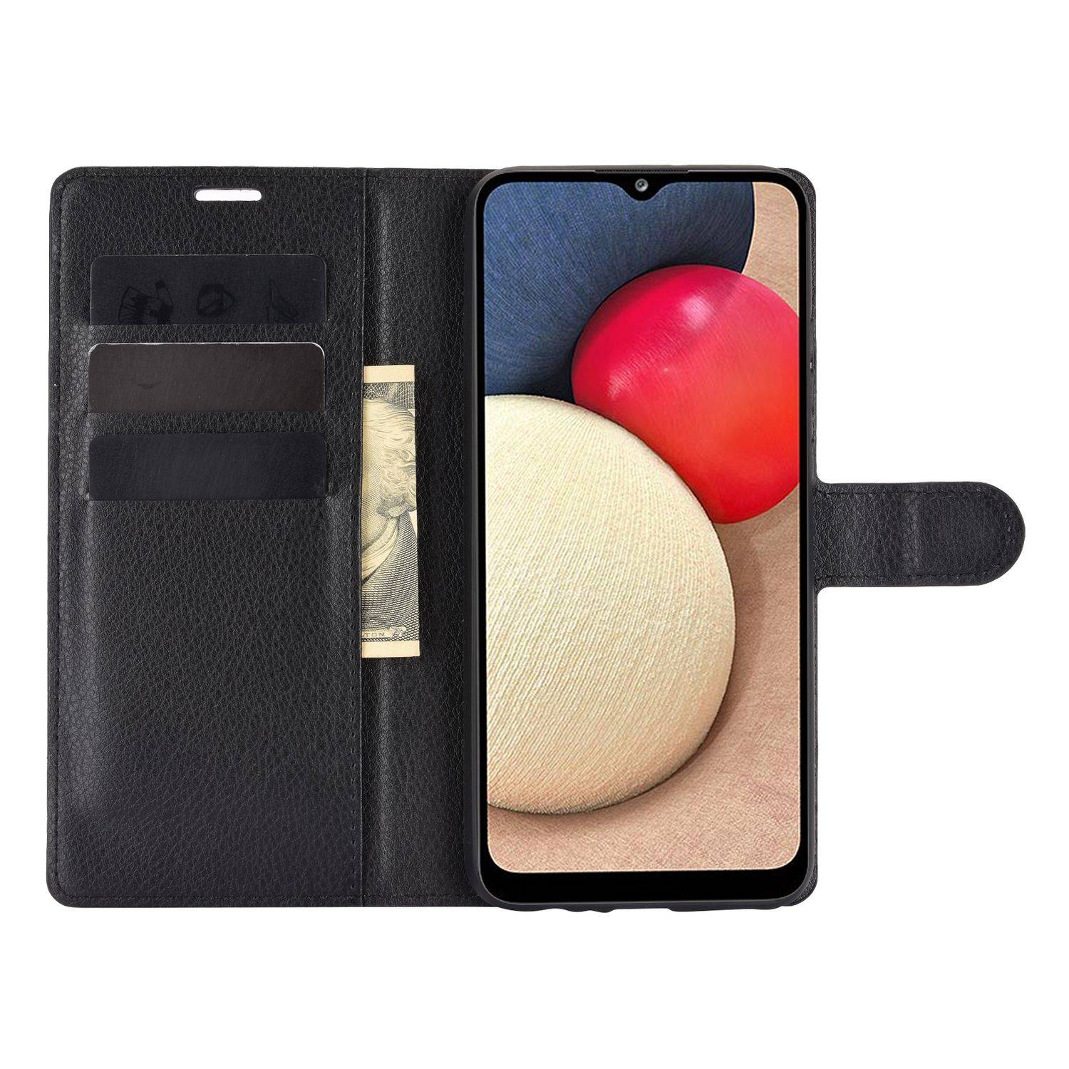 Samsung Galaxy A02s Handyhülle Bookcover Schwarz