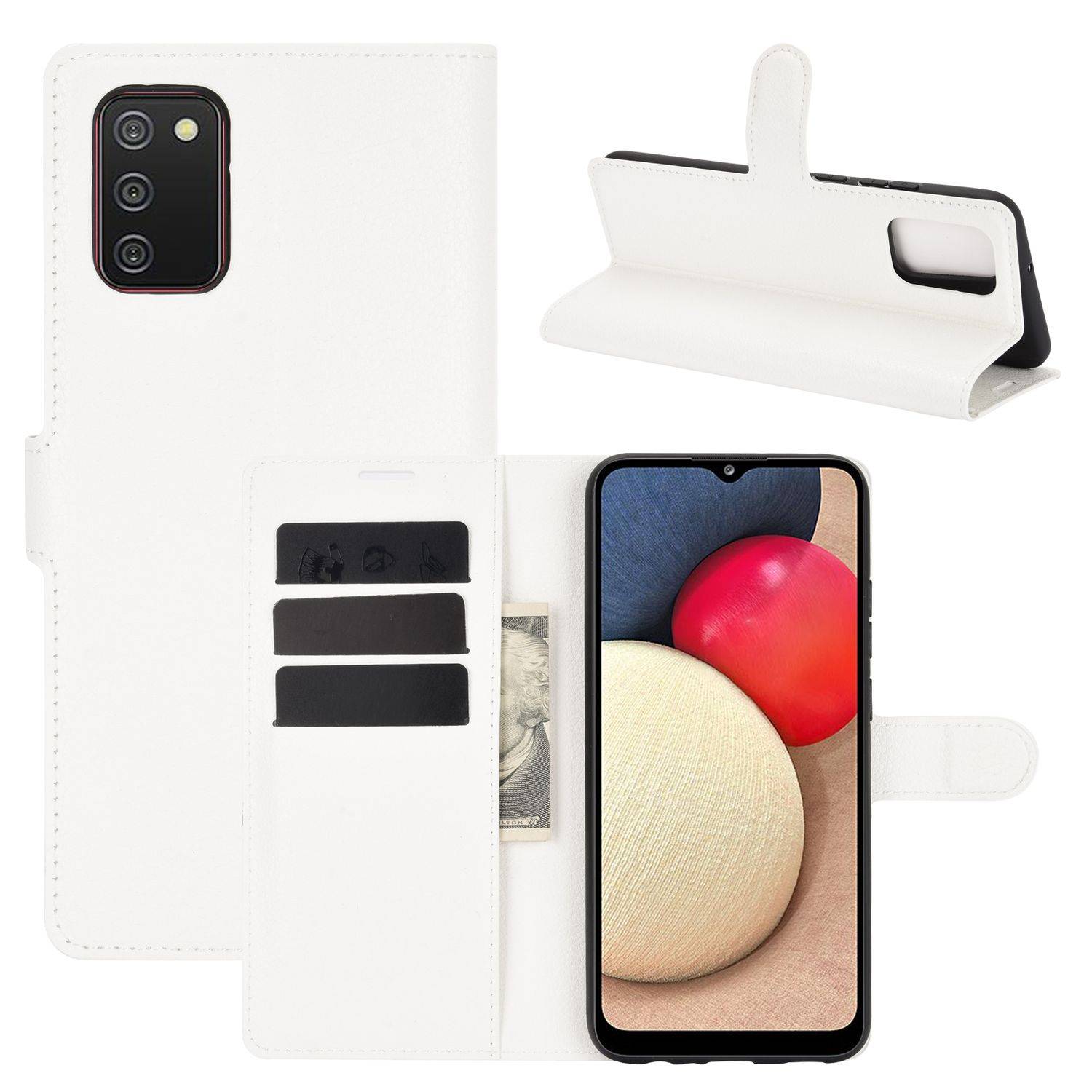 Samsung Galaxy A02s Handyhülle Bookcover Weiß