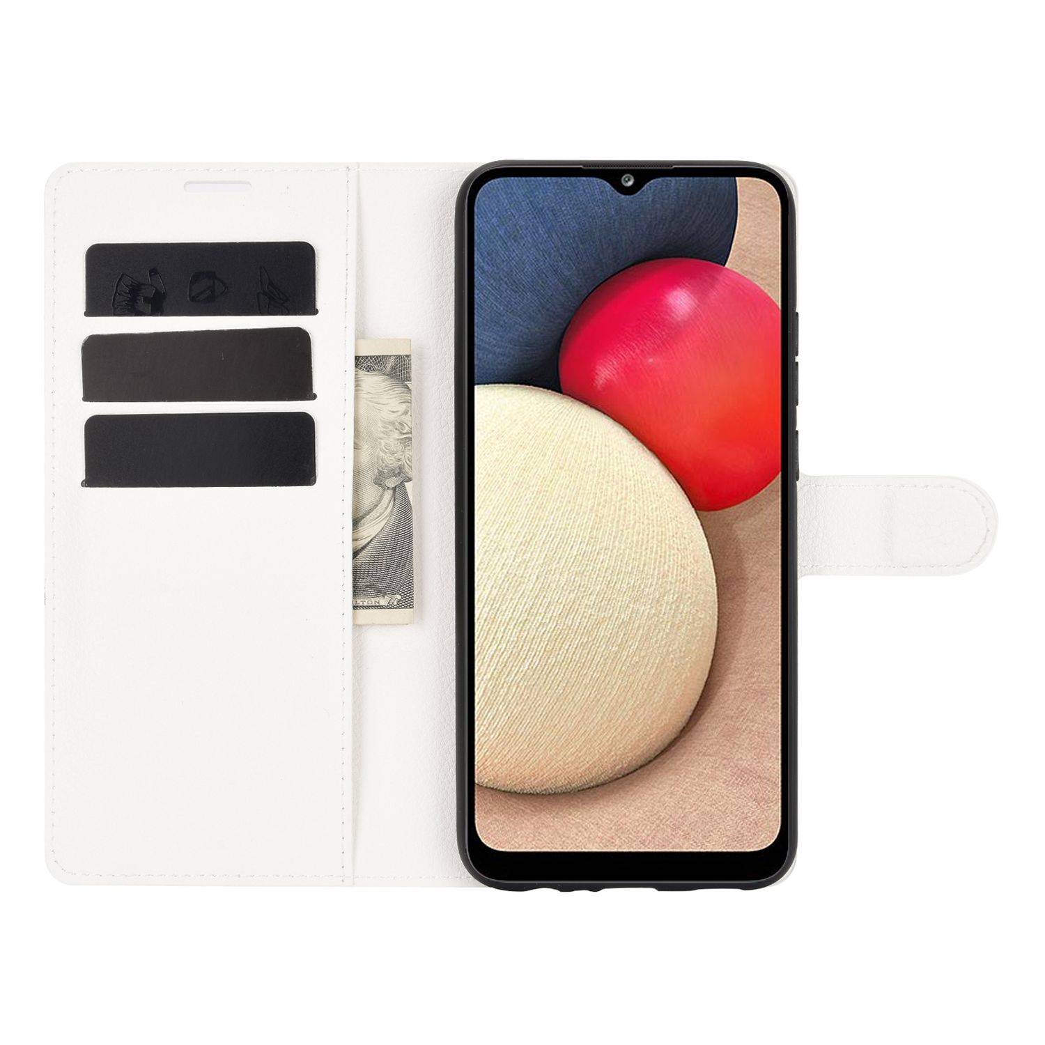 Samsung Galaxy A02s Handyhülle Bookcover Weiß