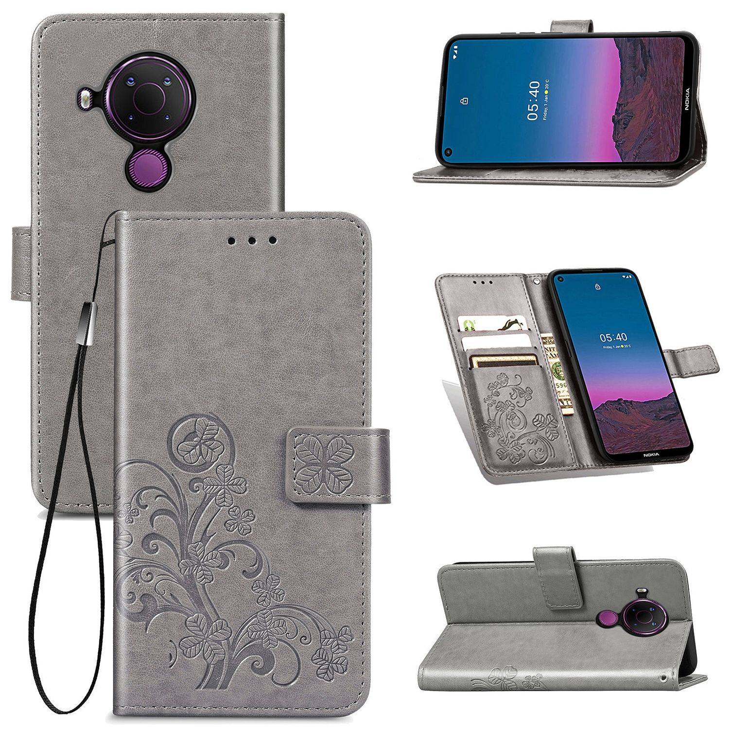 Nokia 5.4 Handyhülle Bookcover Grau