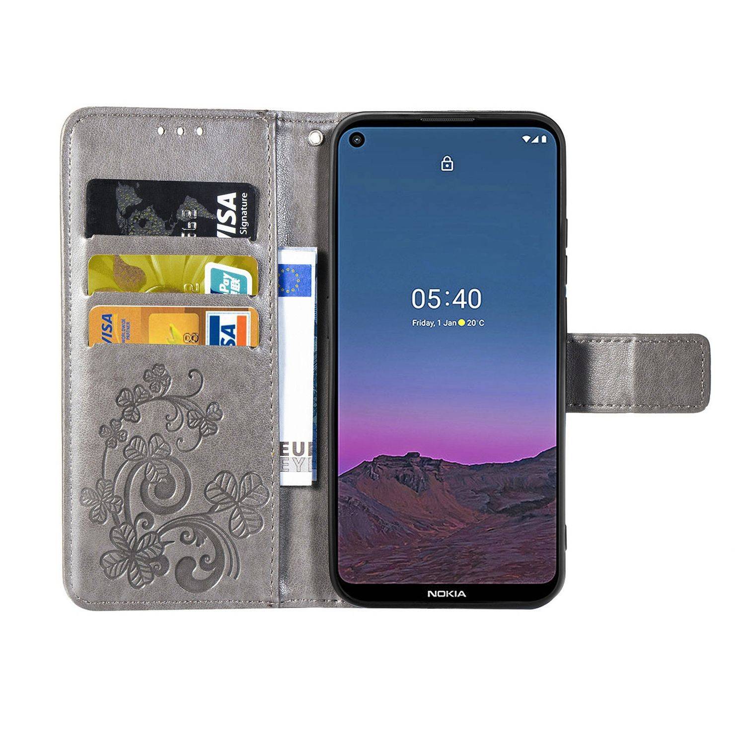 Nokia 5.4 Handyhülle Bookcover Grau