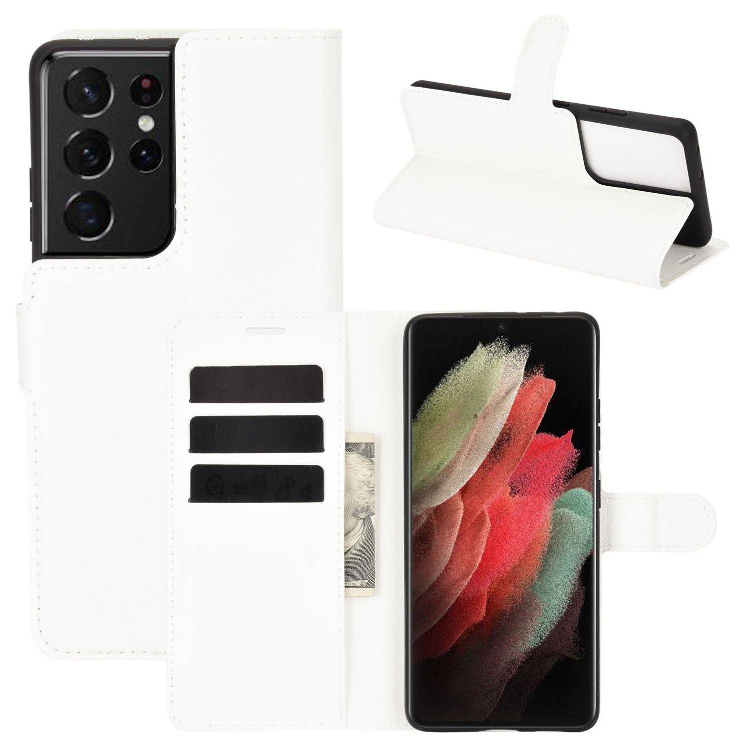Samsung Galaxy S21 Ultra Handyhülle Bookcover Weiß