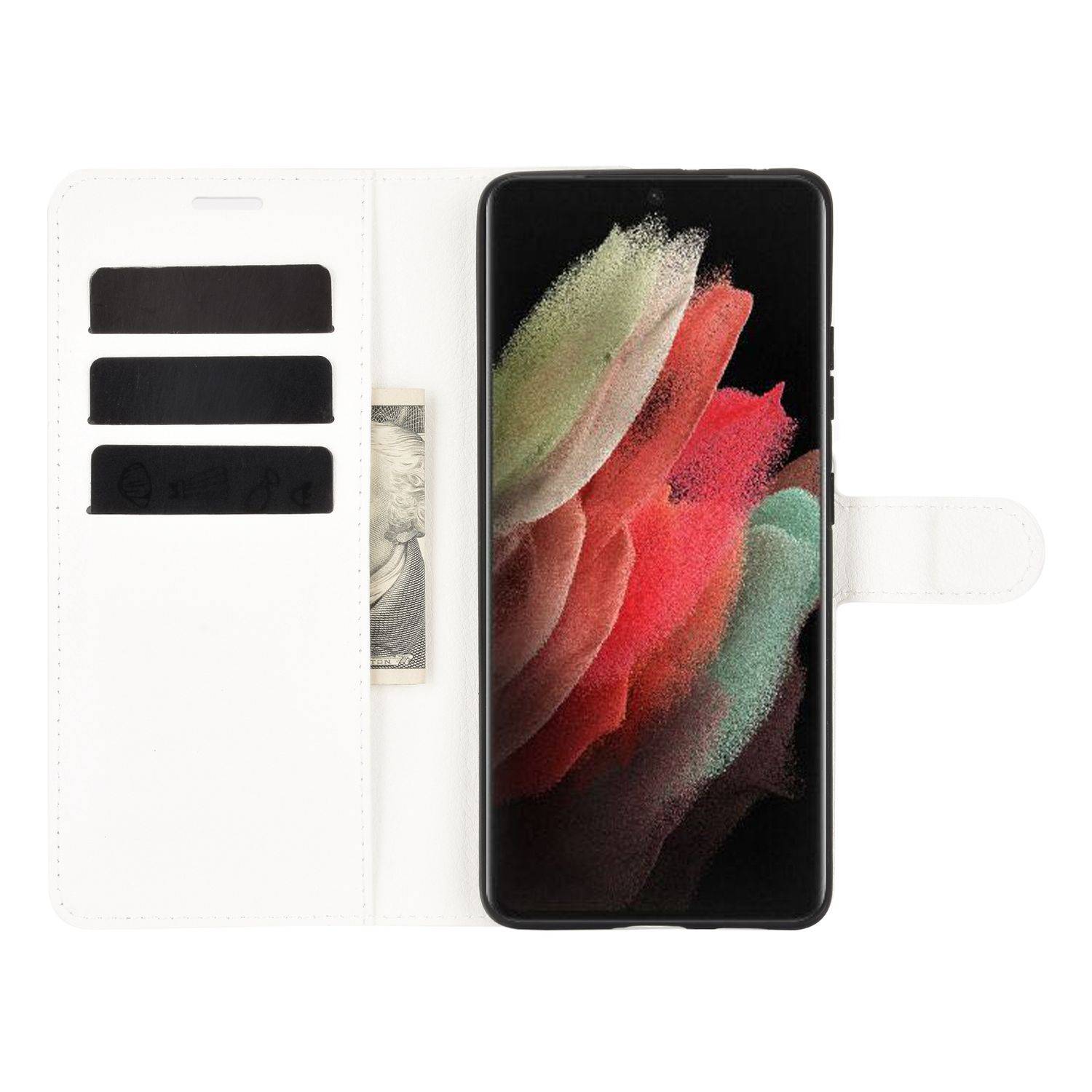 Samsung Galaxy S21 Ultra Handyhülle Bookcover Weiß