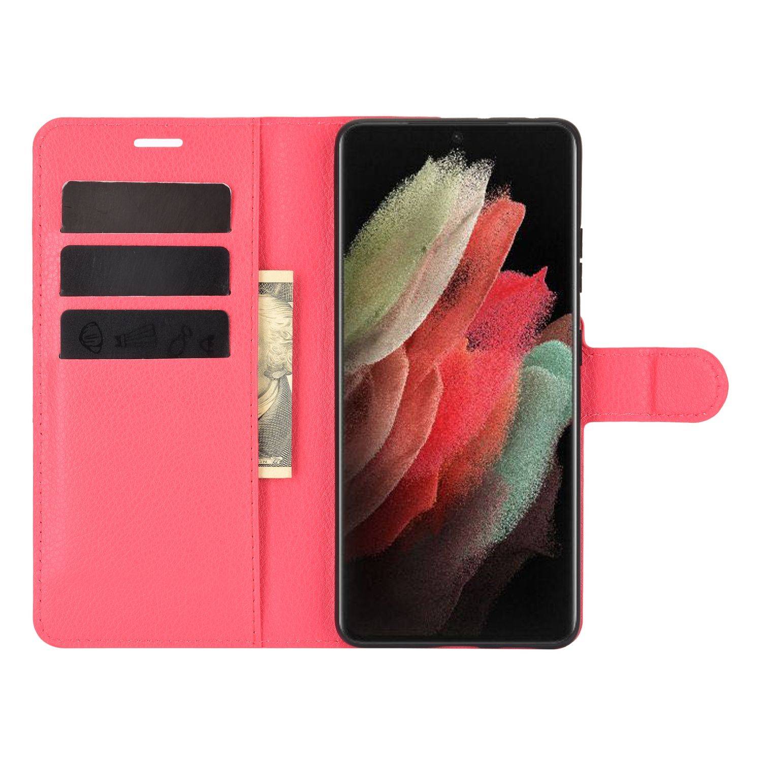 Hülle kompatibel mit Samsung Galaxy S21 Ultra Kunstleder Handyhülle - Handy Case Rot