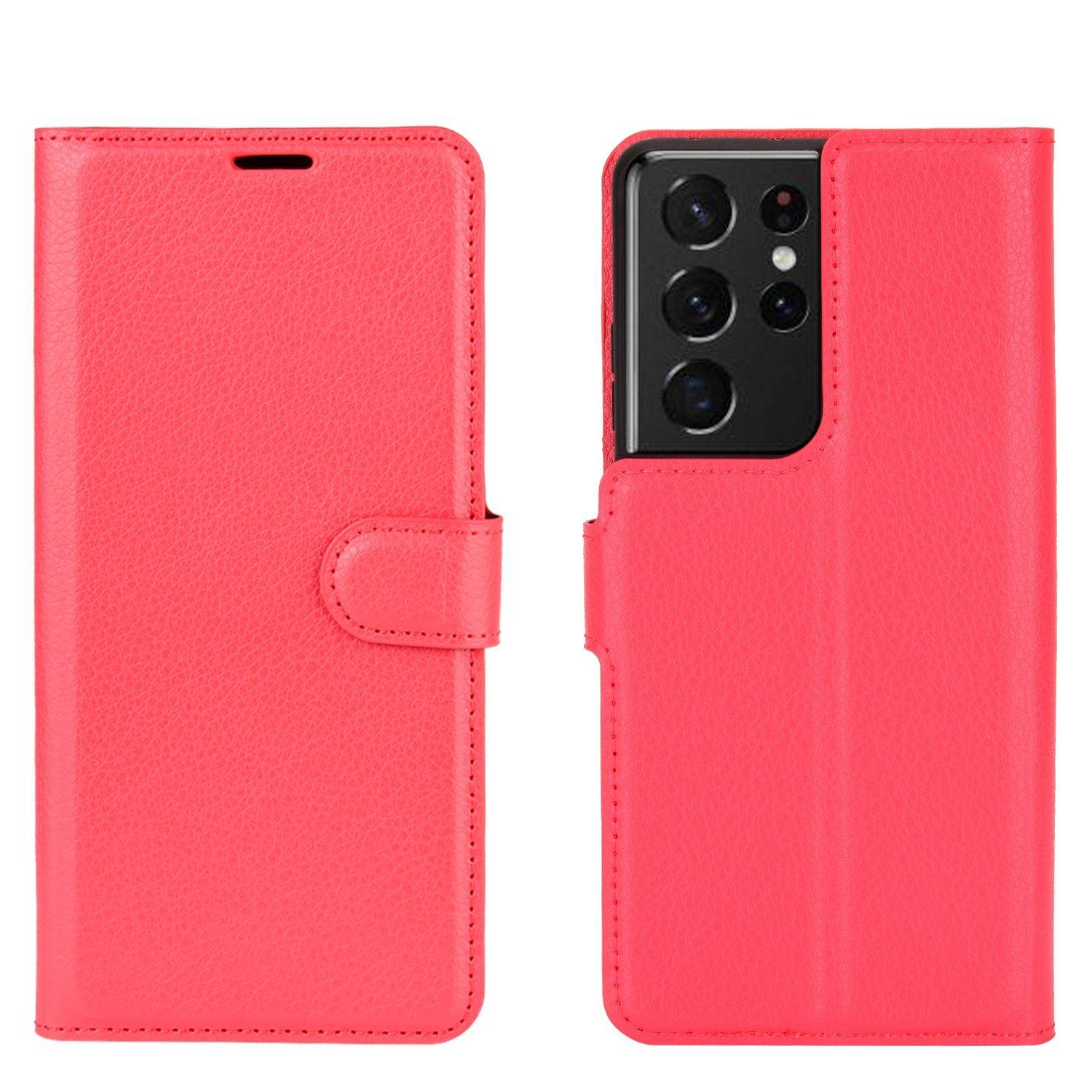 Hülle kompatibel mit Samsung Galaxy S21 Ultra Kunstleder Handyhülle - Handy Case Rot