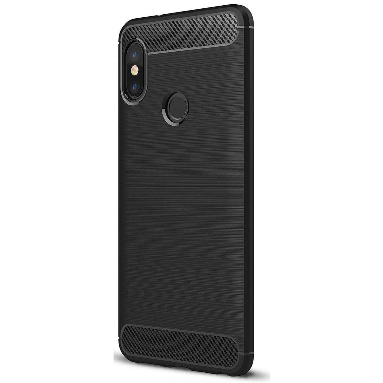 Xiaomi Mi 6X Handyhülle Carbon Optik Backcover Schwarz