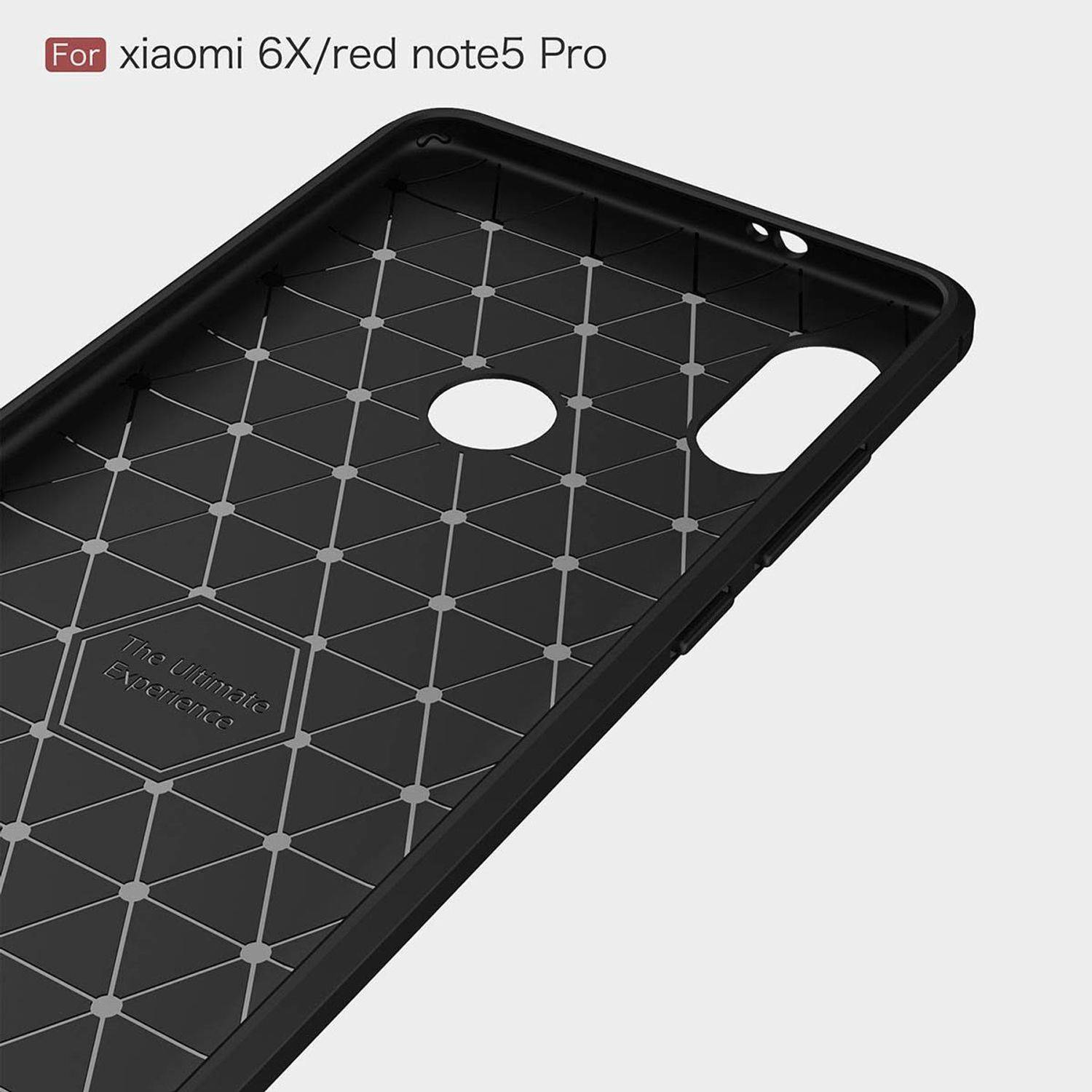 Xiaomi Mi 6X Handyhülle Carbon Optik Backcover Schwarz