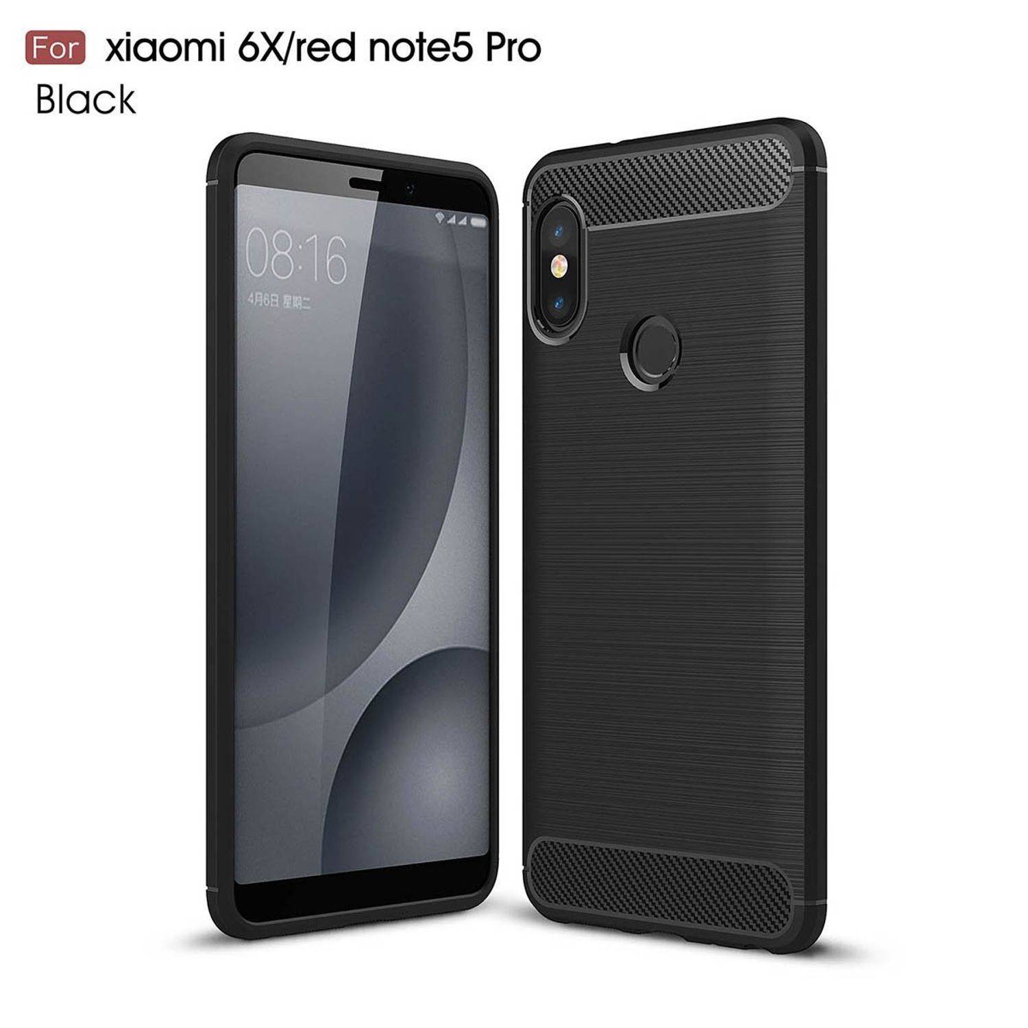 Xiaomi Mi 6X Handyhülle Carbon Optik Backcover Schwarz