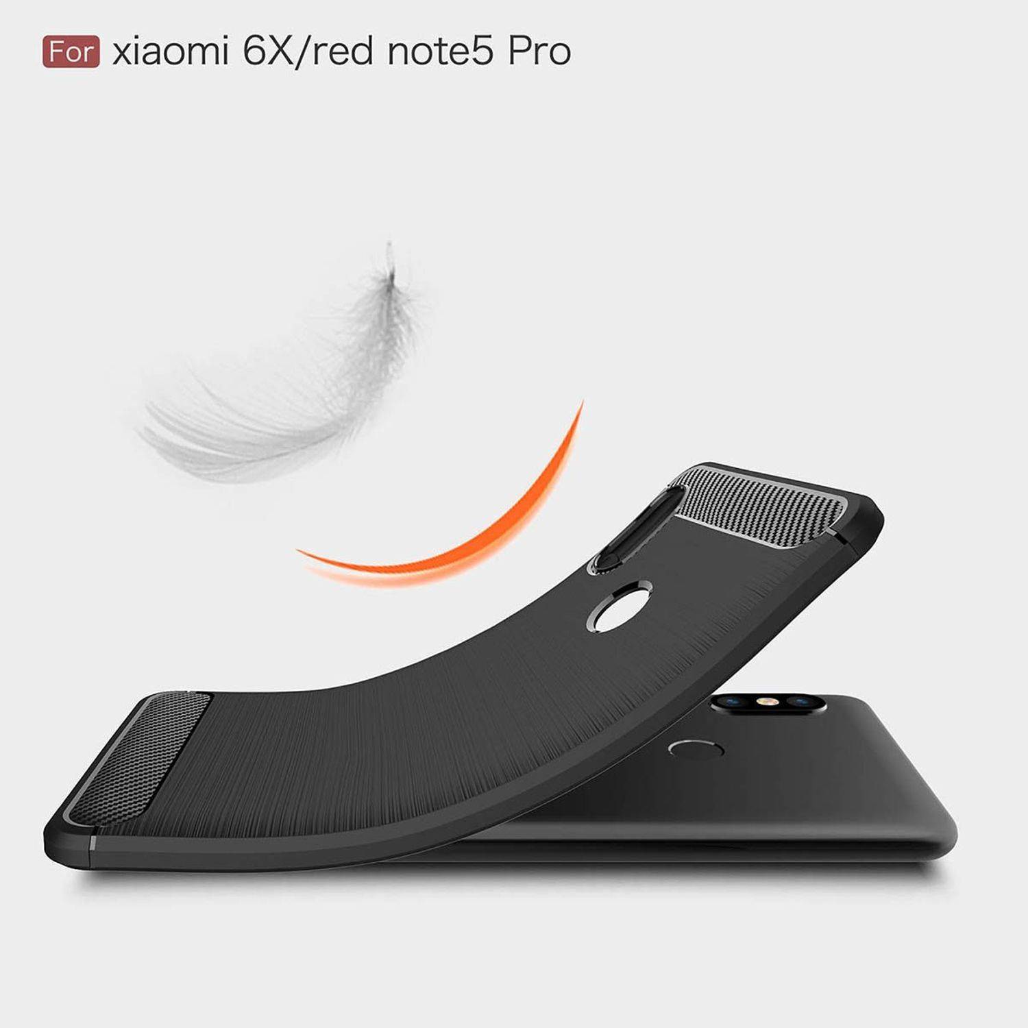 Xiaomi Mi 6X Handyhülle Carbon Optik Backcover Schwarz