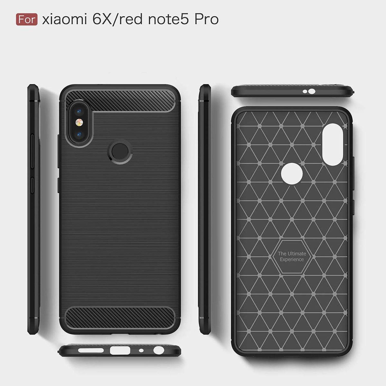 Xiaomi Mi 6X Handyhülle Carbon Optik Backcover Schwarz