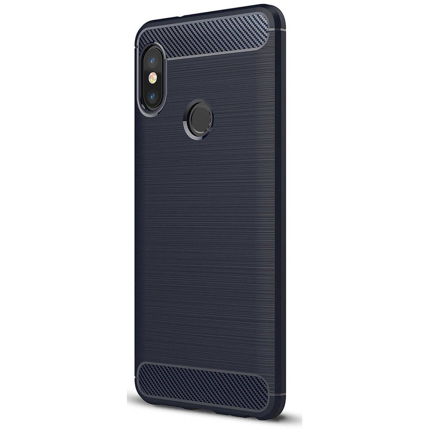 Xiaomi Mi 6X Handyhülle Carbon Optik Backcover Blau