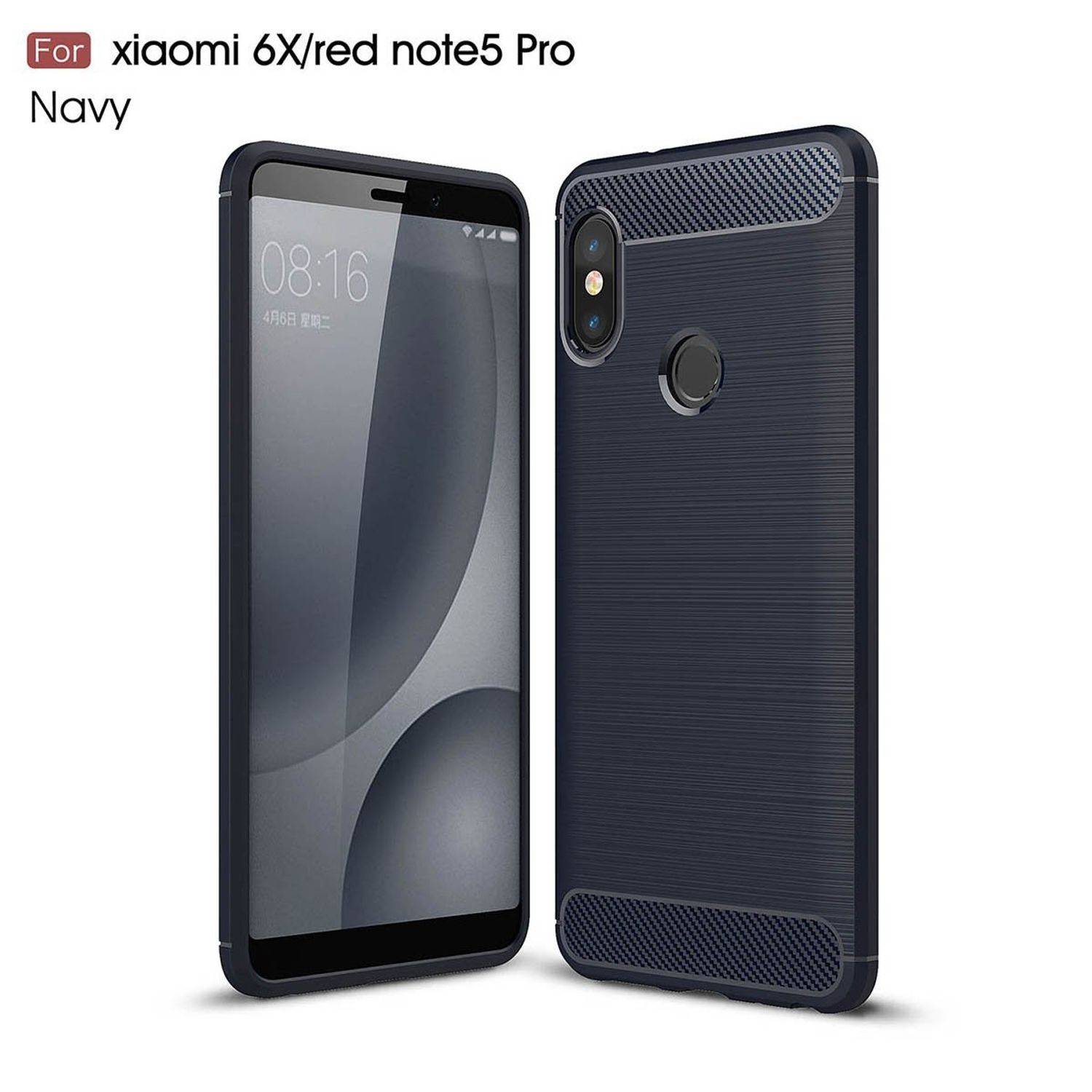 Xiaomi Mi 6X Handyhülle Carbon Optik Backcover Blau