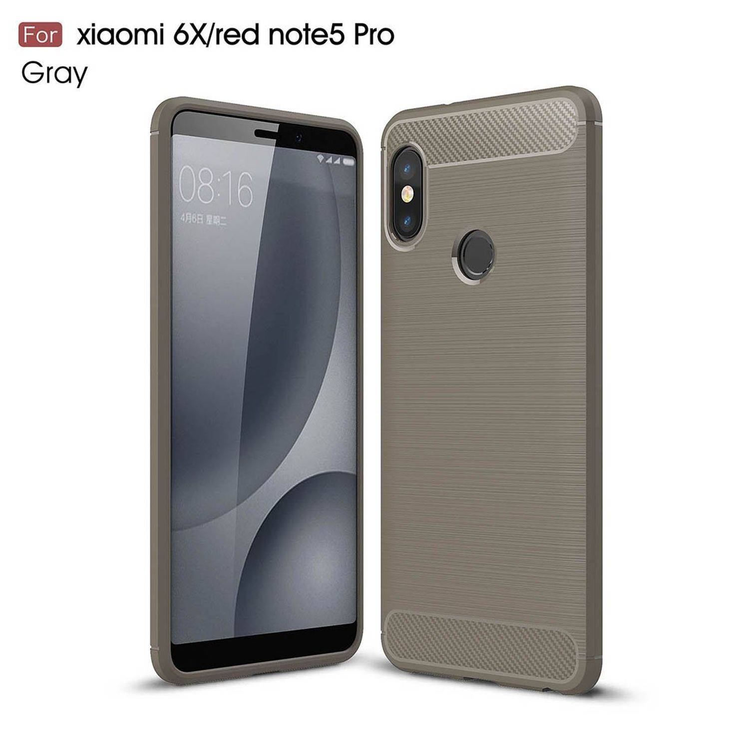 Xiaomi Mi 6X Handyhülle Carbon Optik Backcover Grau