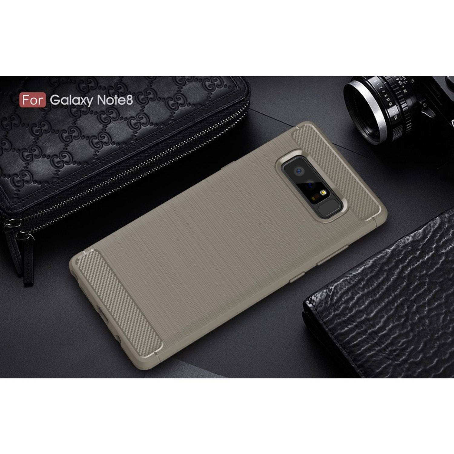 Samsung Galaxy Note 8 Handyhülle Carbon Optik Backcover Grau