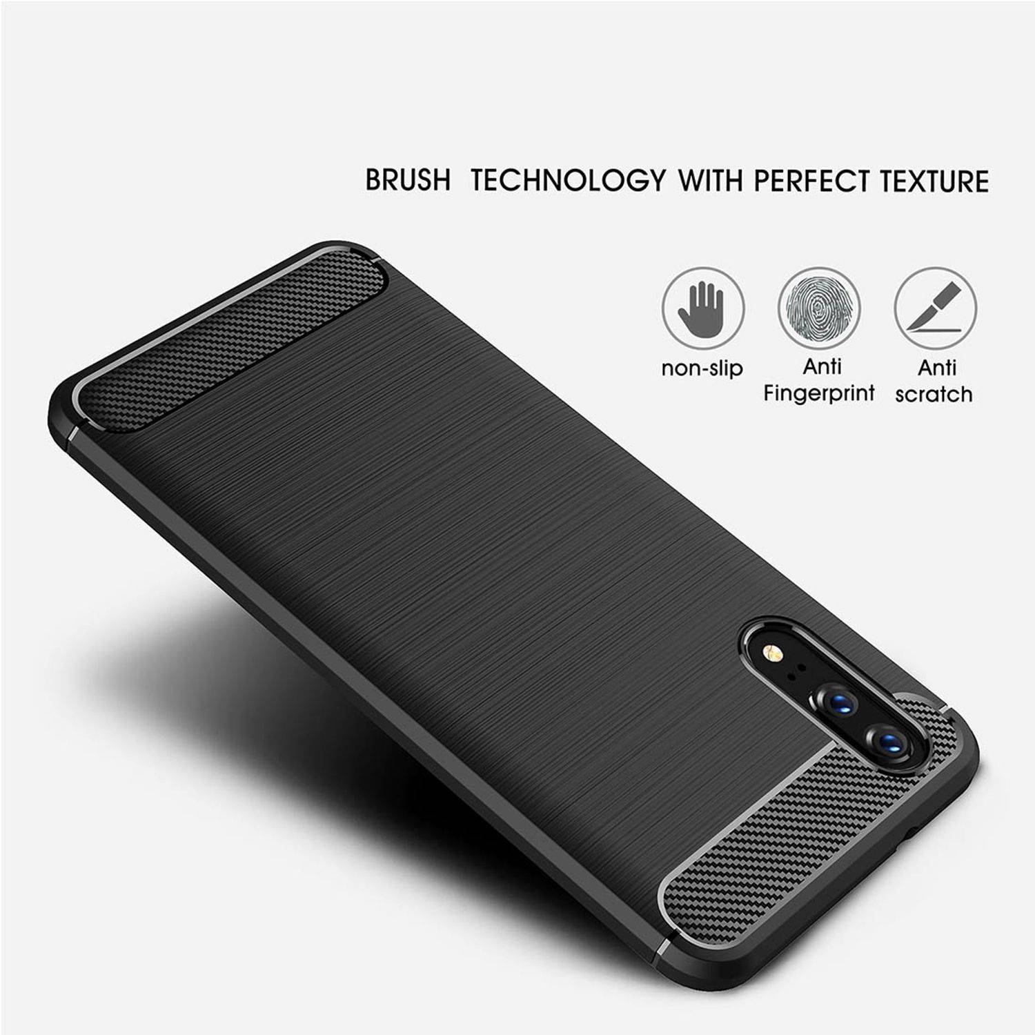 Huawei P20 Handyhülle Carbon Optik Backcover Blau