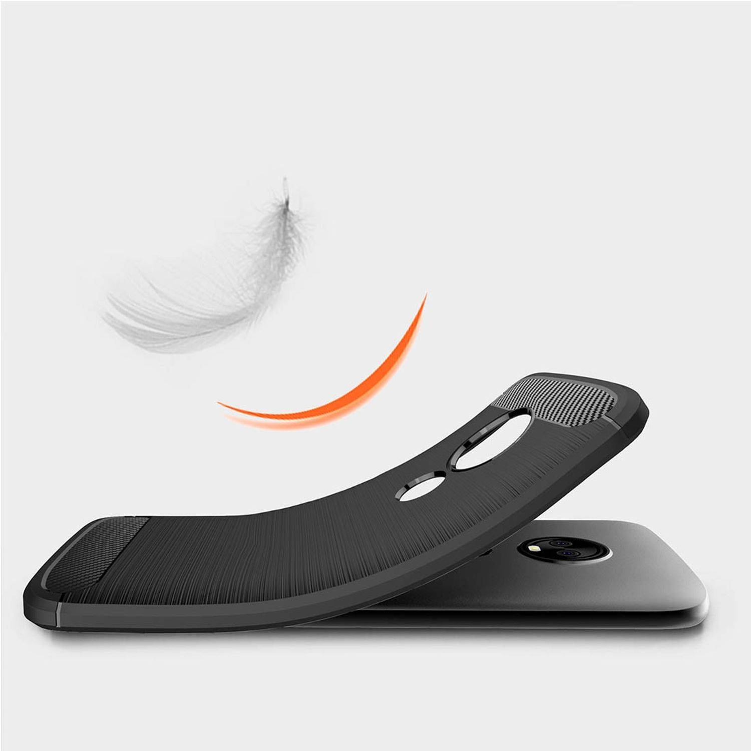 Motorola Moto E5 Handyhülle Carbon Optik Backcover Schwarz