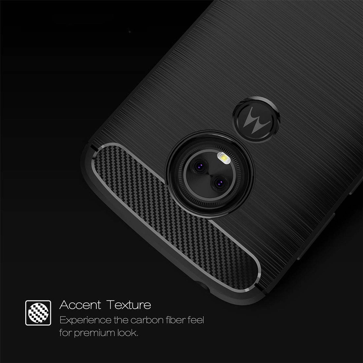 Motorola Moto E5 Handyhülle Carbon Optik Backcover Blau