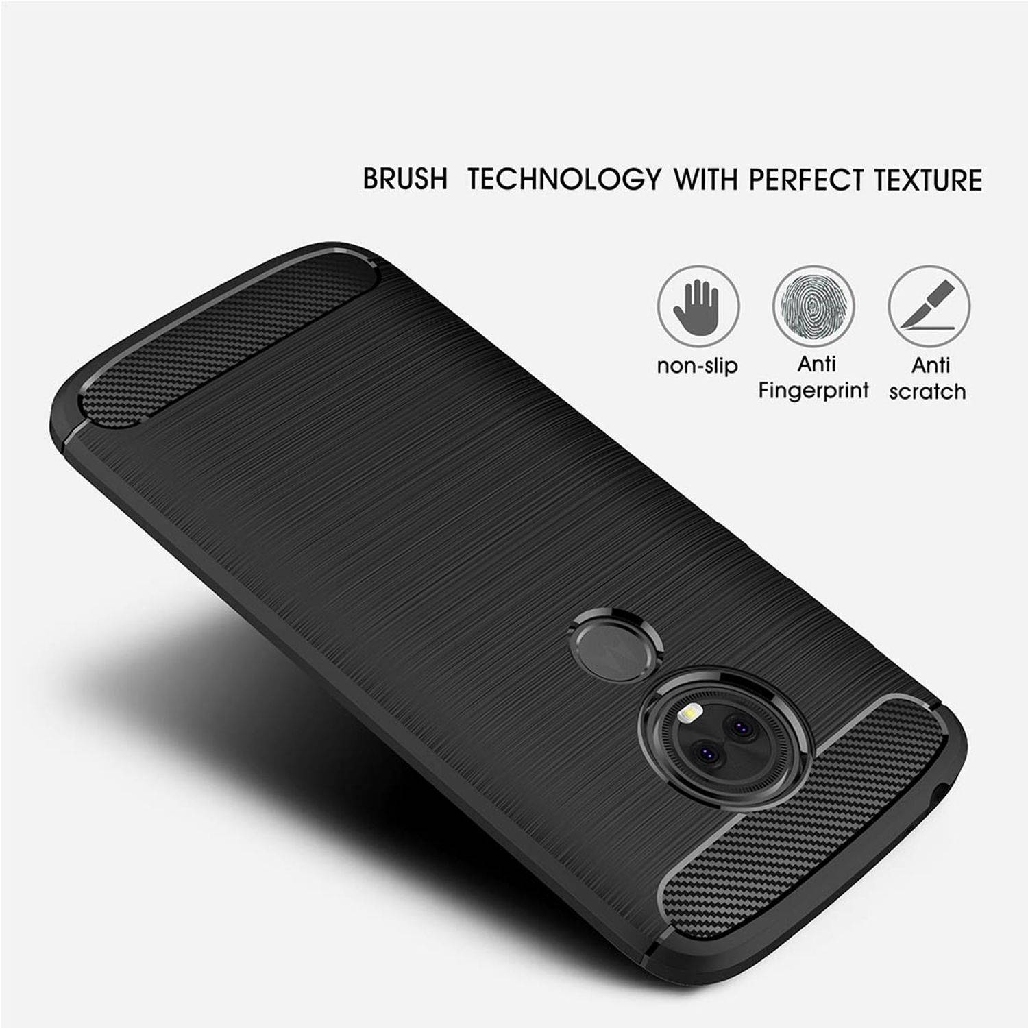 Motorola Moto E5 Plus Handyhülle Carbon Optik Backcover Schwarz