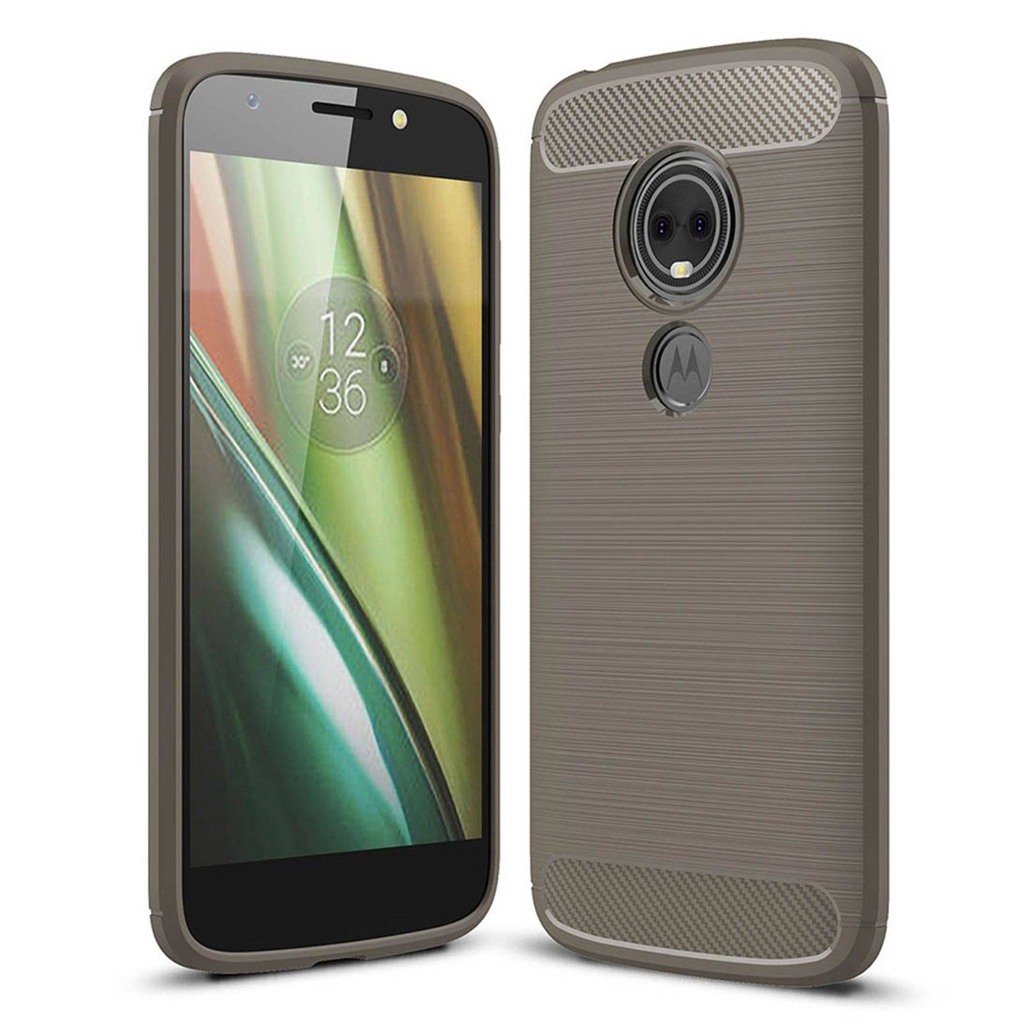 Motorola Moto E5 Plus Handyhülle Carbon Optik Backcover Grau