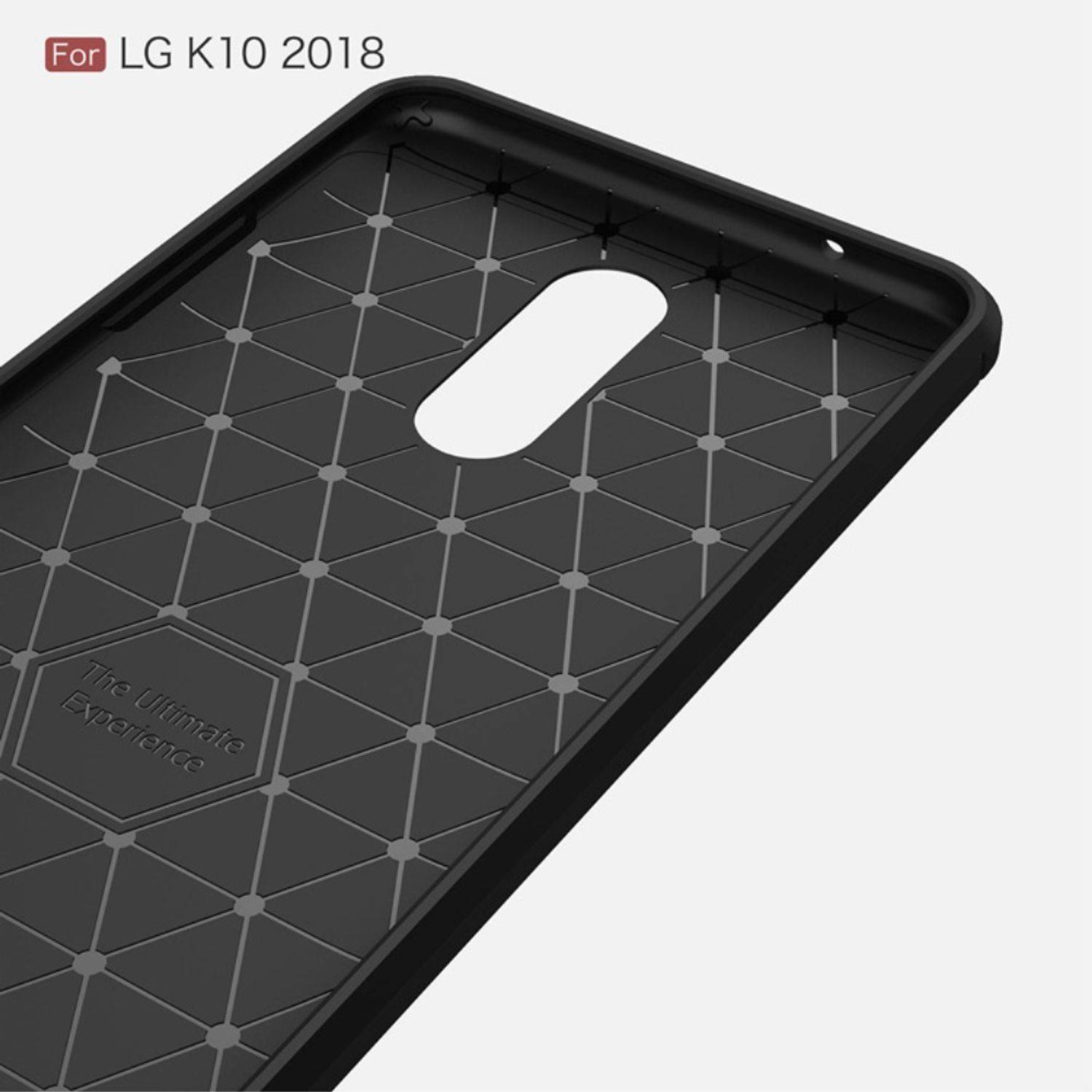 LG K10 (2018) Handyhülle Carbon Optik Backcover Schwarz