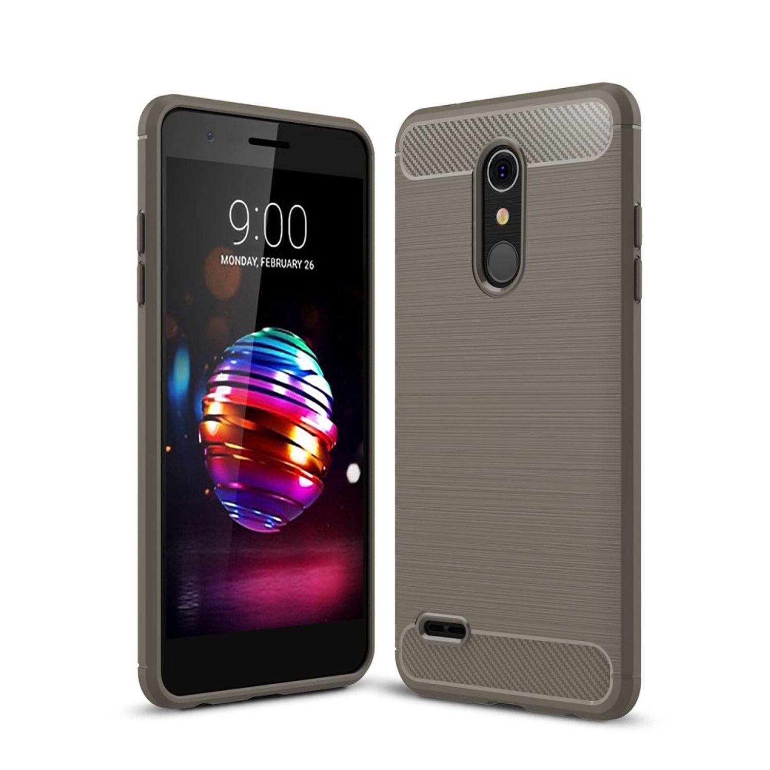 LG K10 (2018) Handyhülle Carbon Optik Backcover Grau