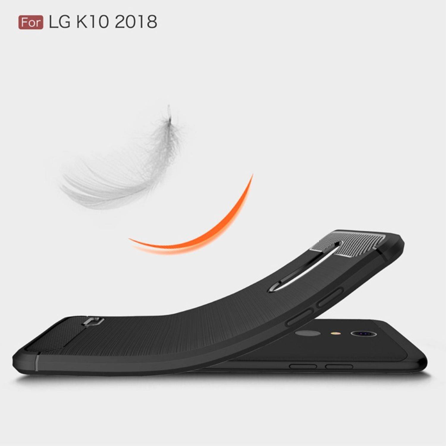LG K10 (2018) Handyhülle Carbon Optik Backcover Grau