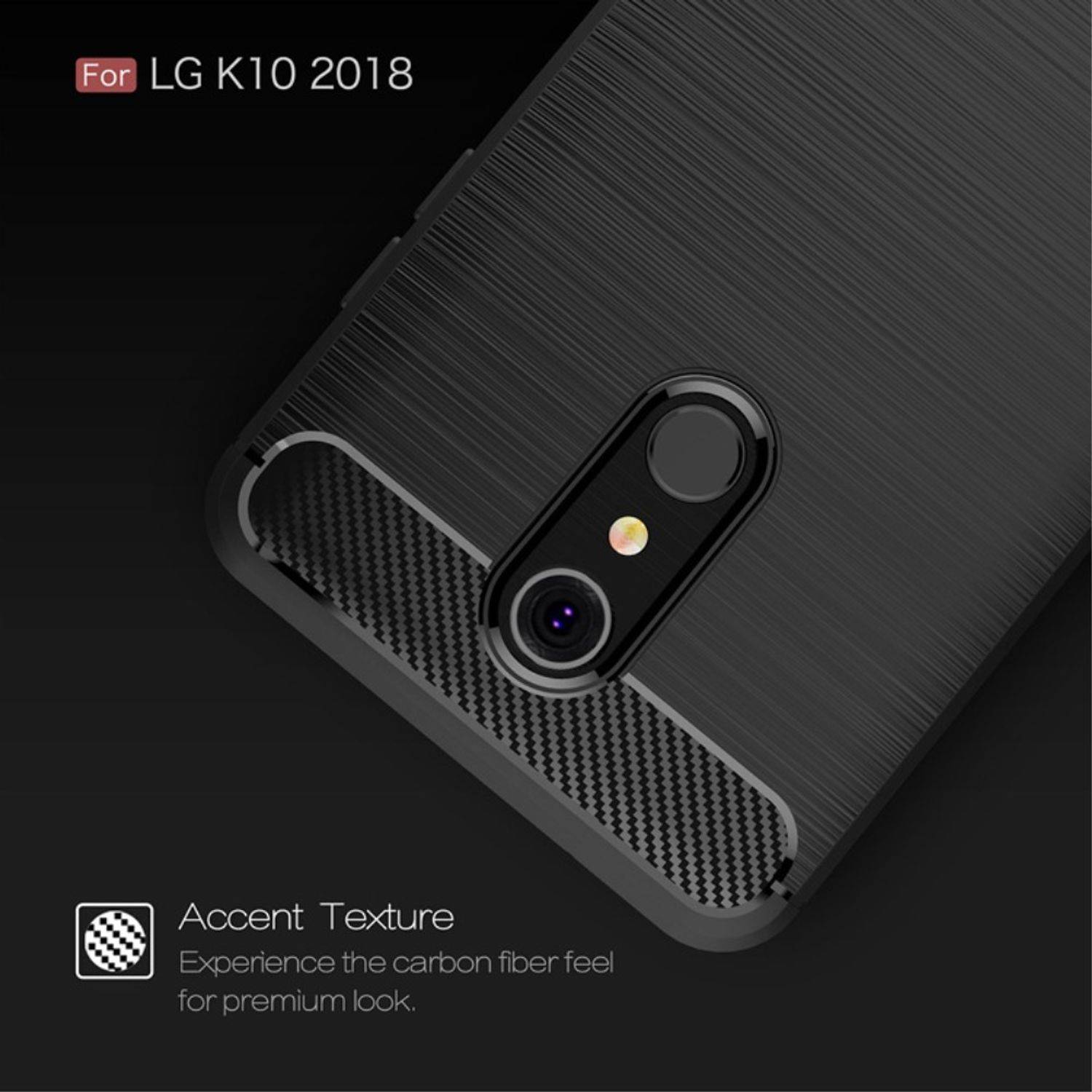 LG K10 (2018) Handyhülle Carbon Optik Backcover Grau