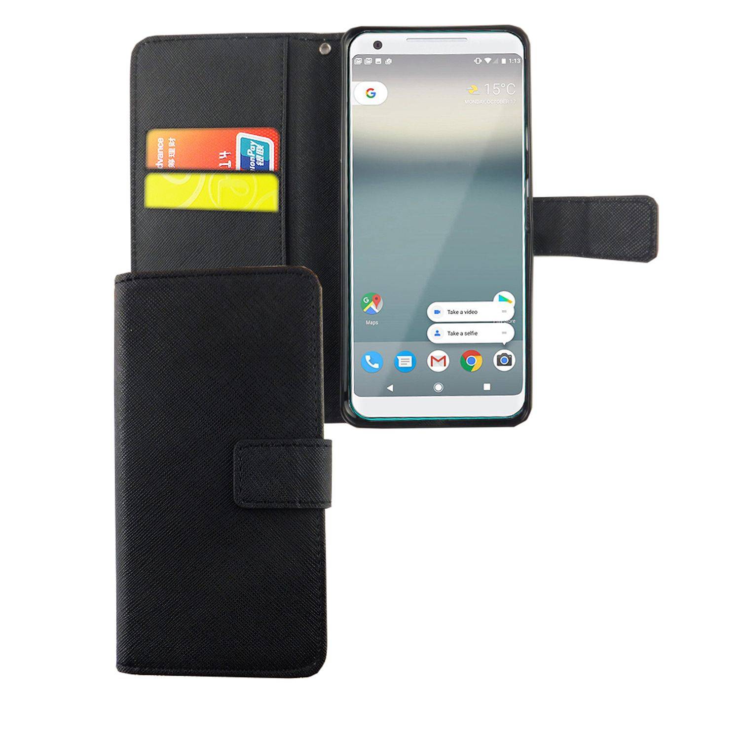 Google Pixel 2 XL Handyhülle Bookcover Schwarz