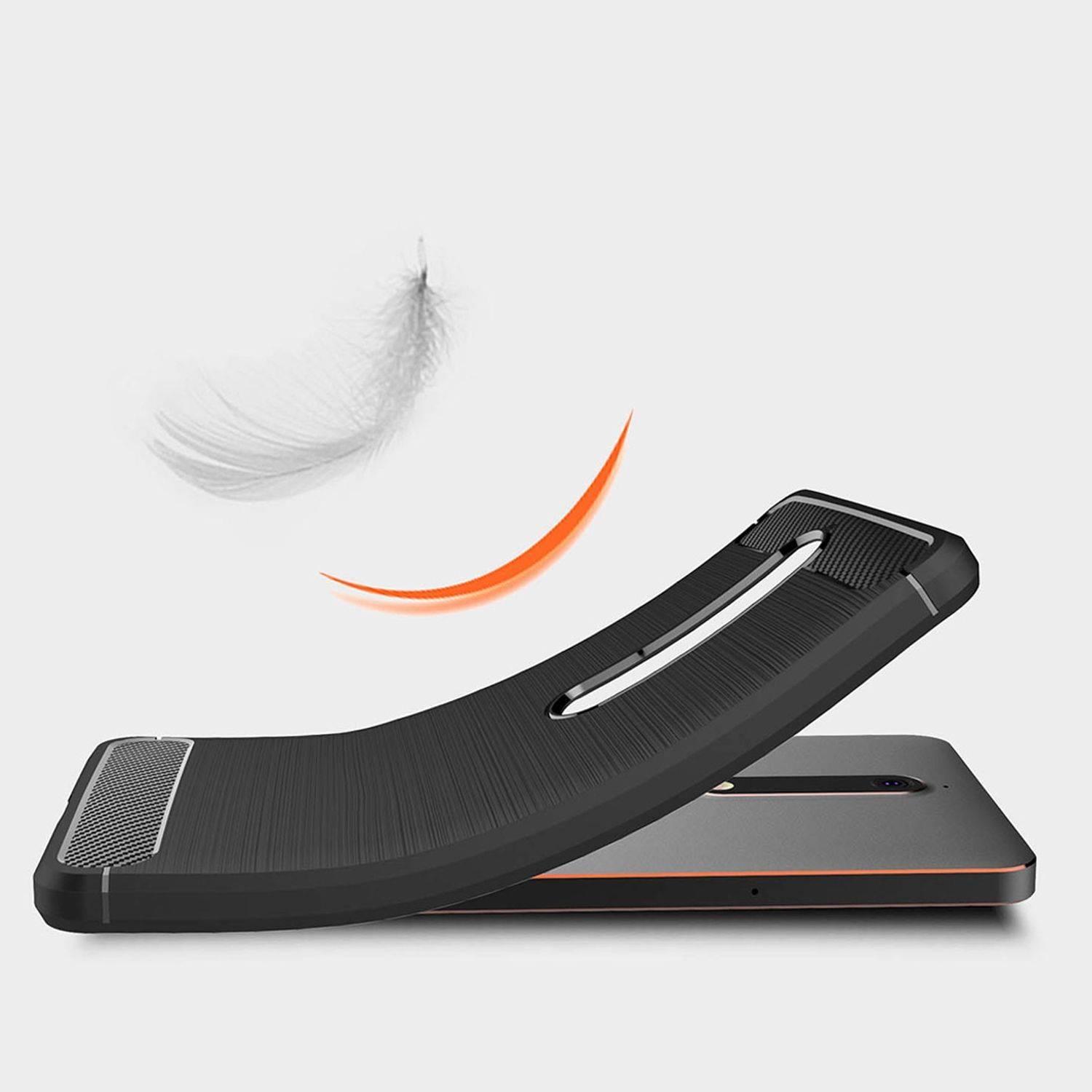 Nokia 6 (2018) Handyhülle Carbon Optik Backcover Schwarz