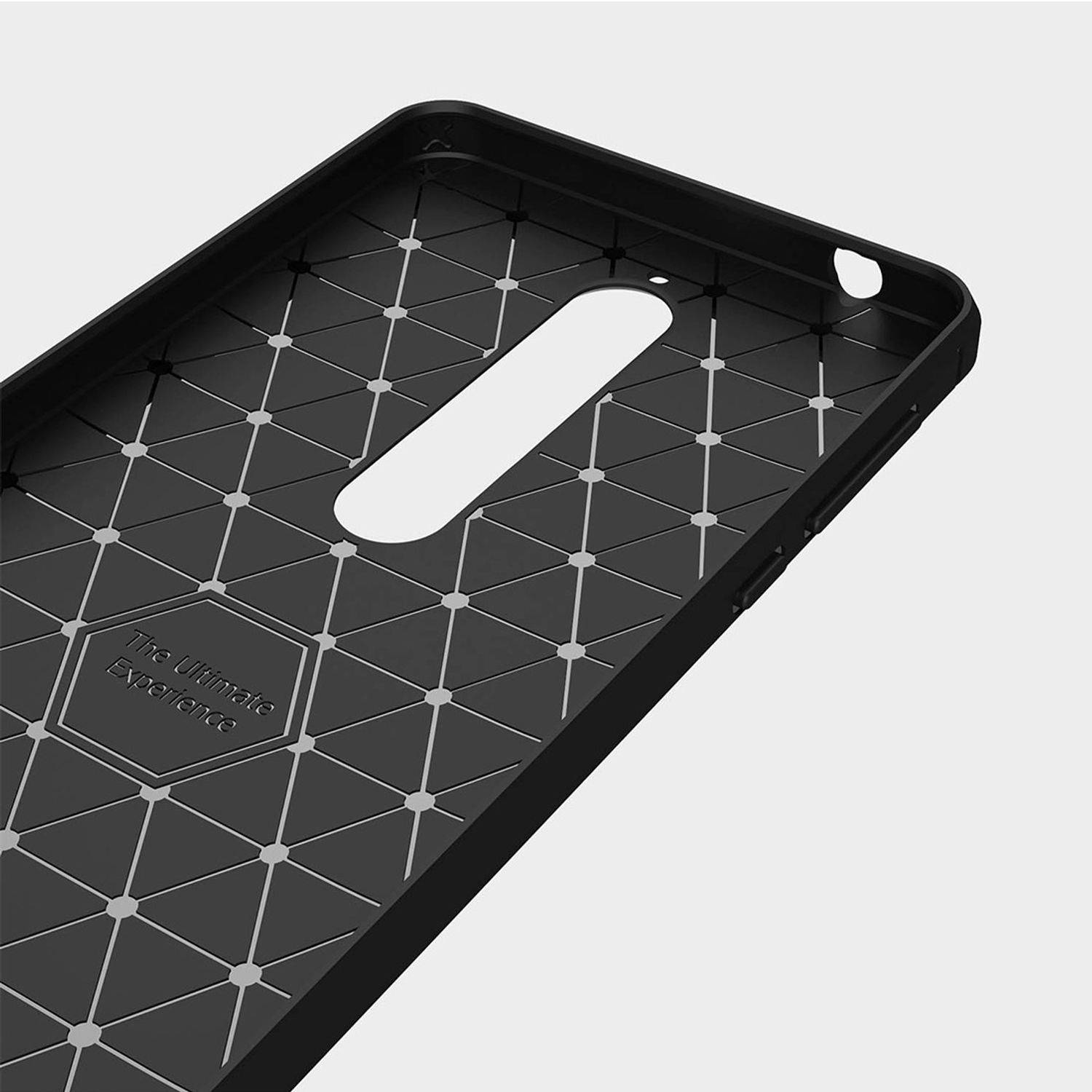 Nokia 6 (2018) Handyhülle Carbon Optik Backcover Schwarz
