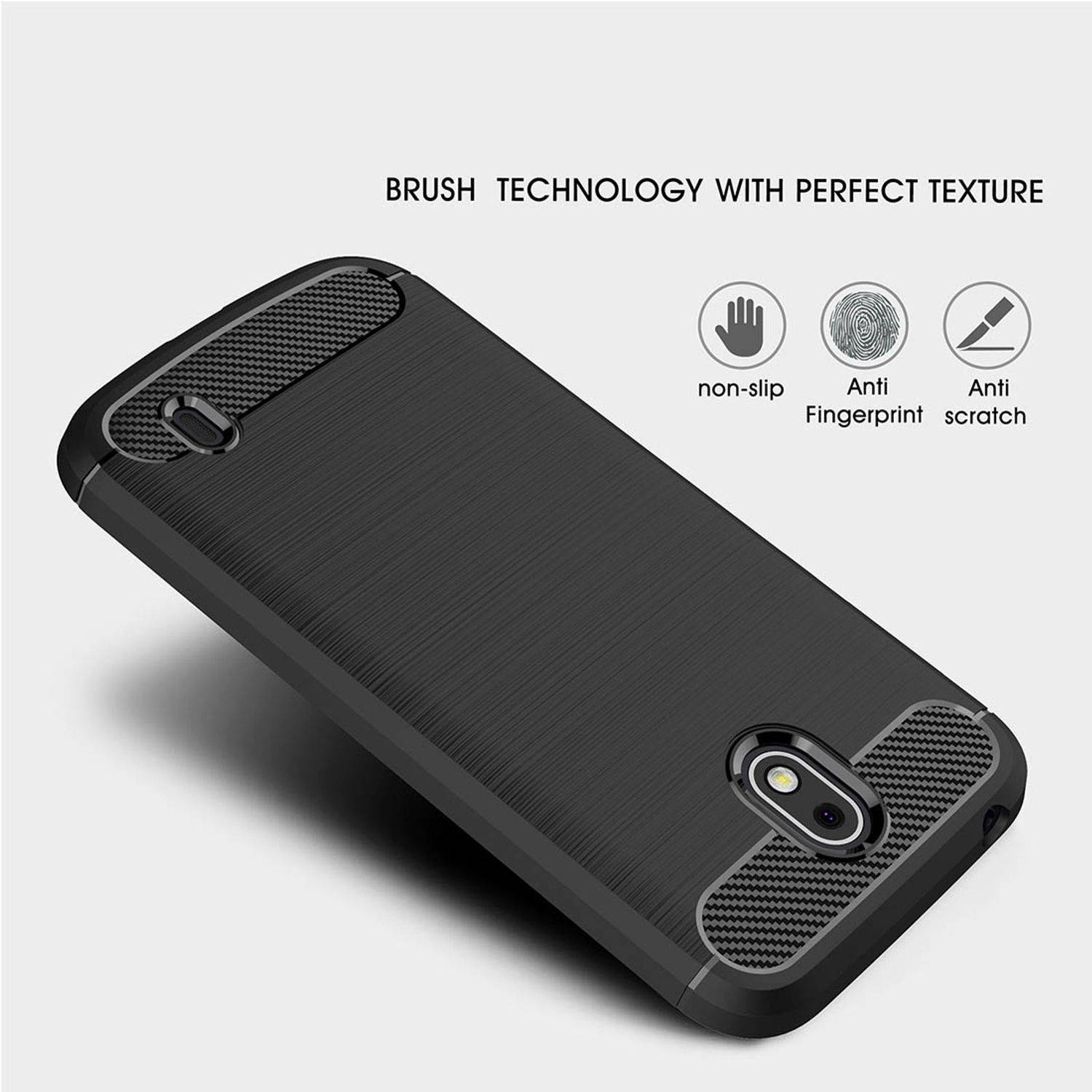 Nokia 1 Handyhülle Carbon Optik Backcover Schwarz