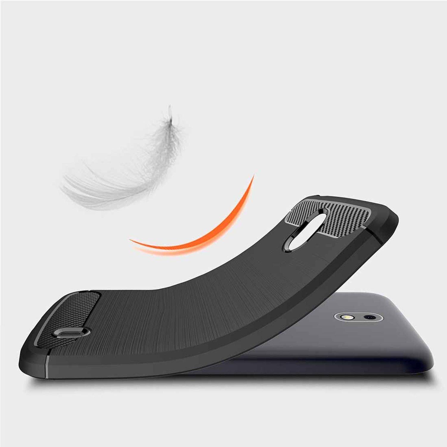 Nokia 1 Handyhülle Carbon Optik Backcover Blau