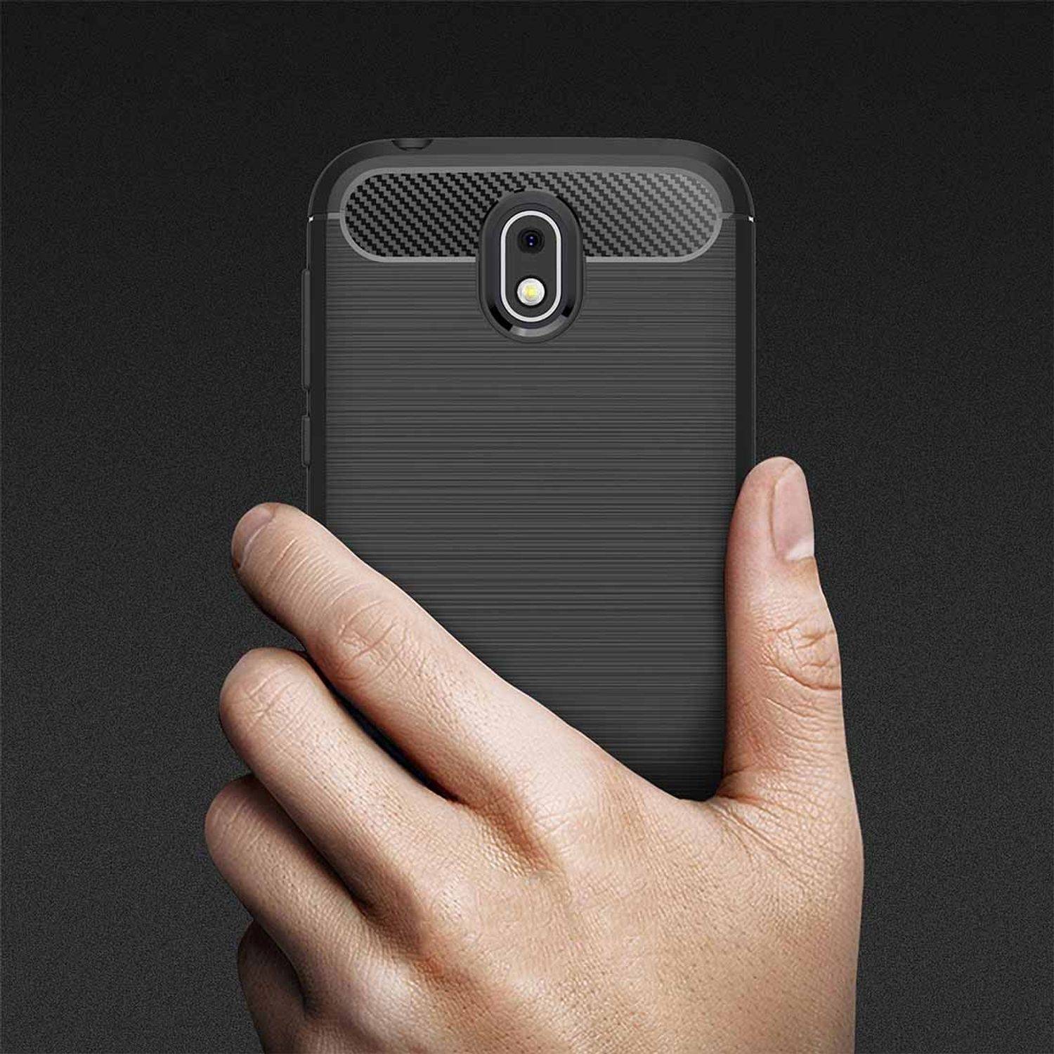 Nokia 1 Handyhülle Carbon Optik Backcover Grau