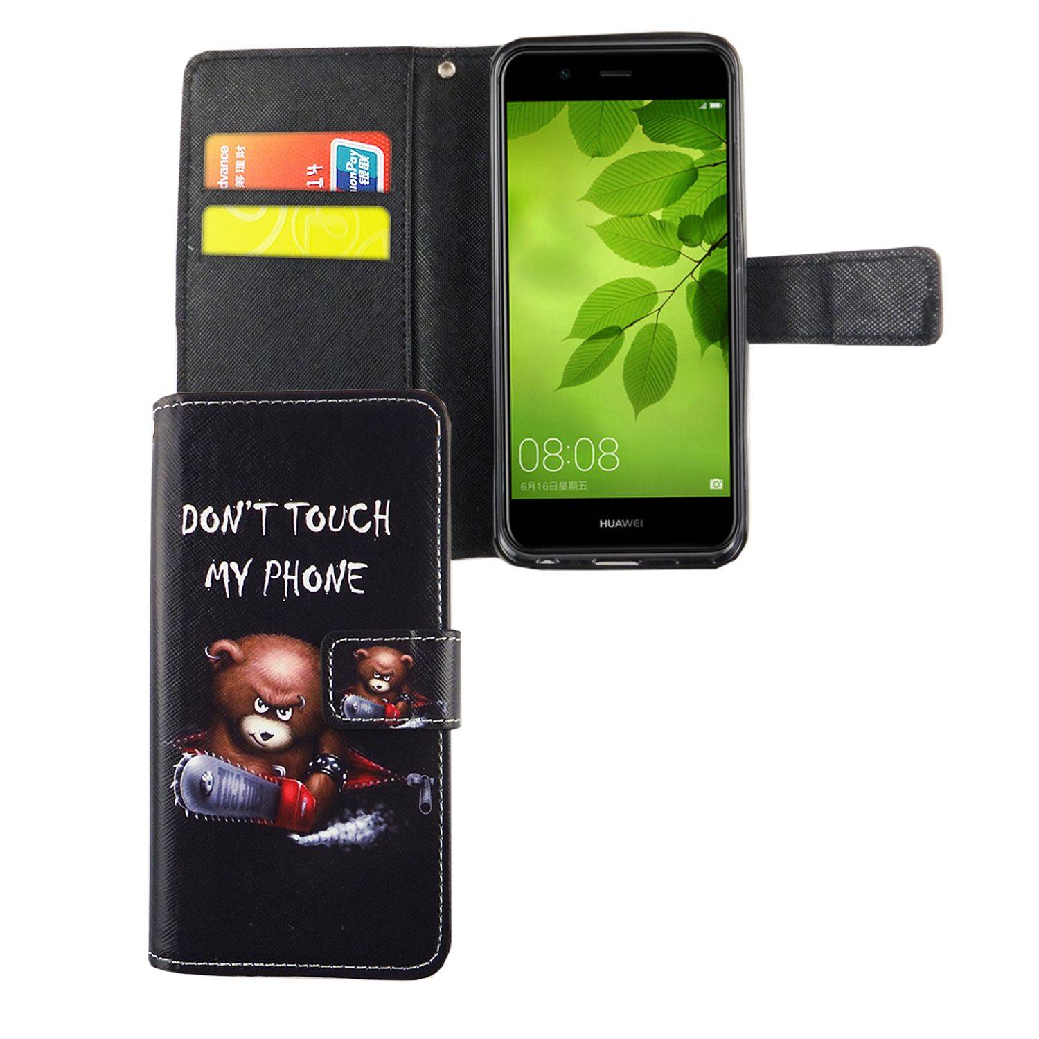 Huawei Nova 2 Plus Handyhülle Bookcover Schwarz