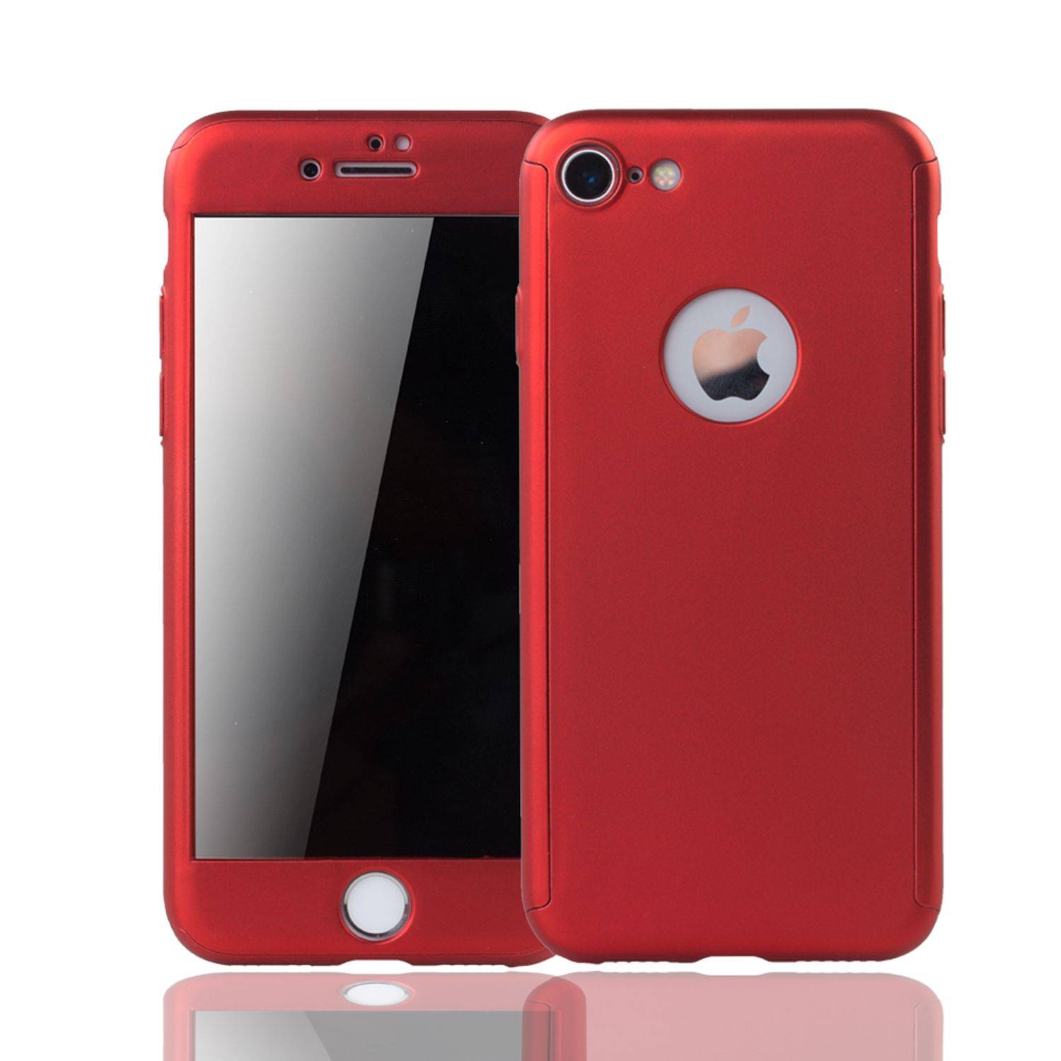 Apple iPhone 7 Handyhülle 360 Grad Schutz Full Cover Rot