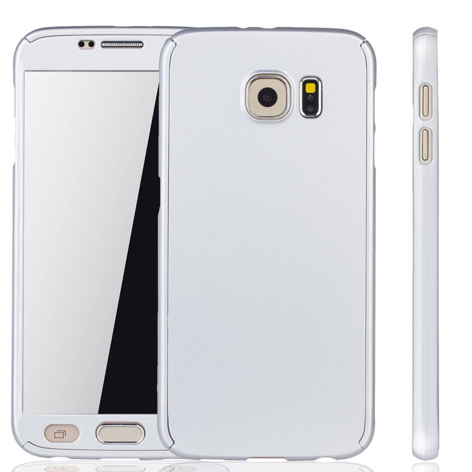Samsung Galaxy S6 Handyhülle 360 Grad Schutz Full Cover Silber