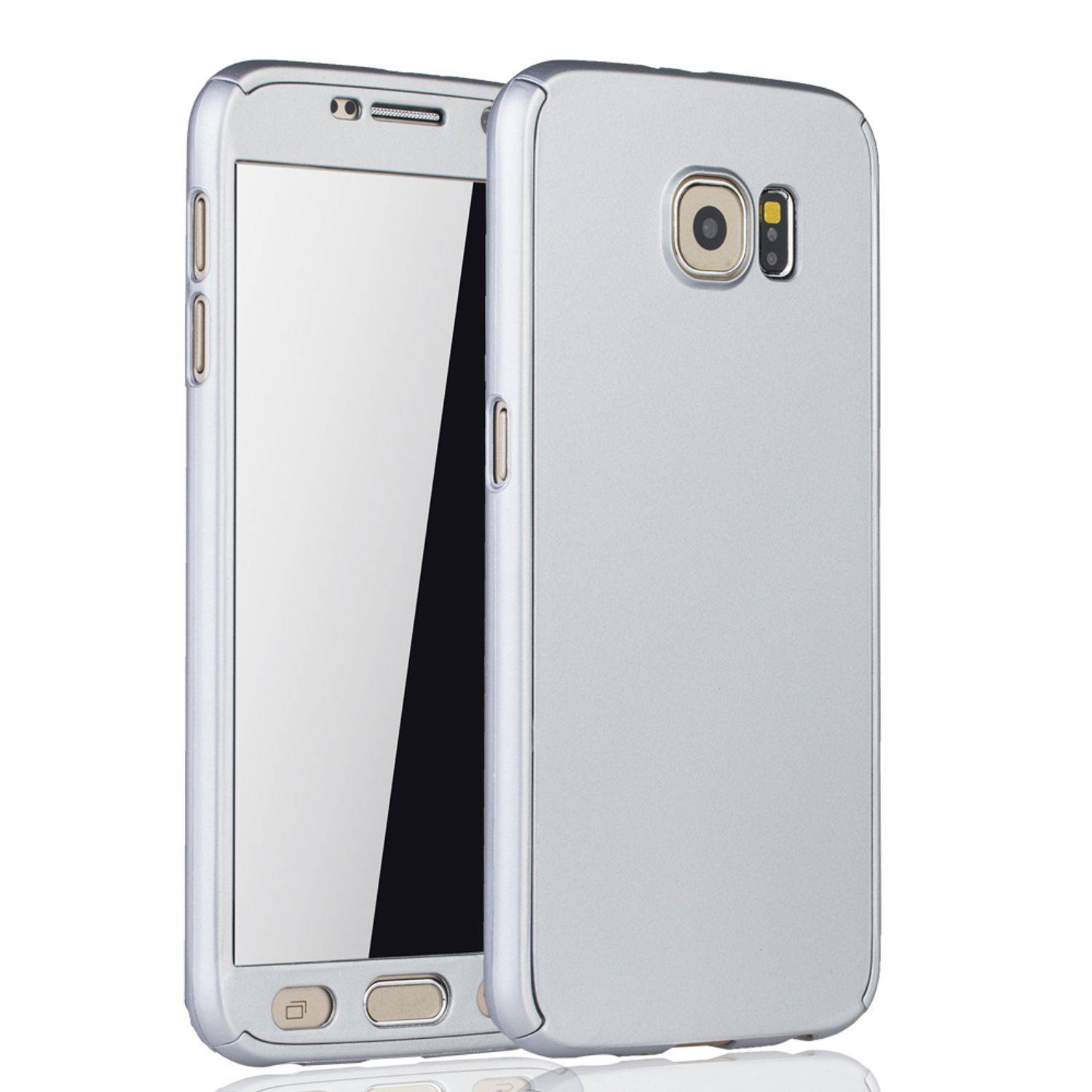 Samsung Galaxy S6 Handyhülle 360 Grad Schutz Full Cover Silber